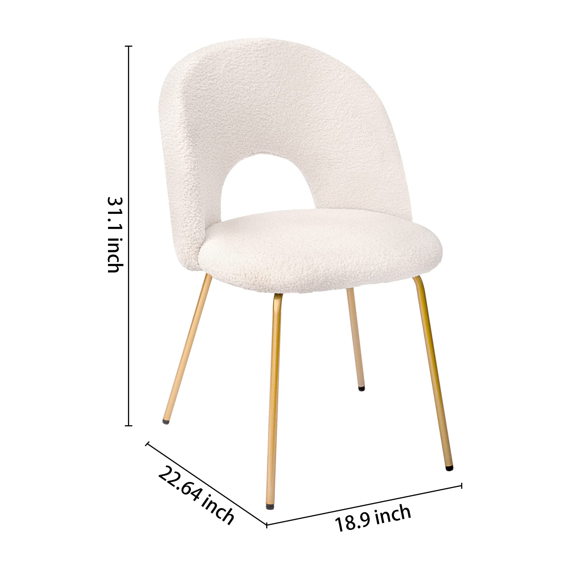 Luxury Set of 2 Velvet Dining Chairs with Sturdy Metal Legs - Modern Upholstered Accent Chairs for Living Room, Kitchen, Dining Room - Soft White Fabric Seating for Home Decor & Entertaining