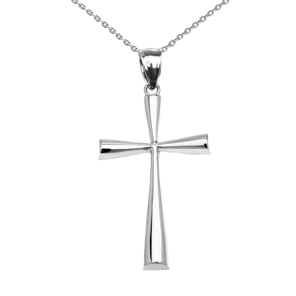 10k White Gold Cross Pendant Necklace for Women - Religious Jewelry & Christian Gifts - Perfect for Baptism, Confirmation, Church & Everyday Wear