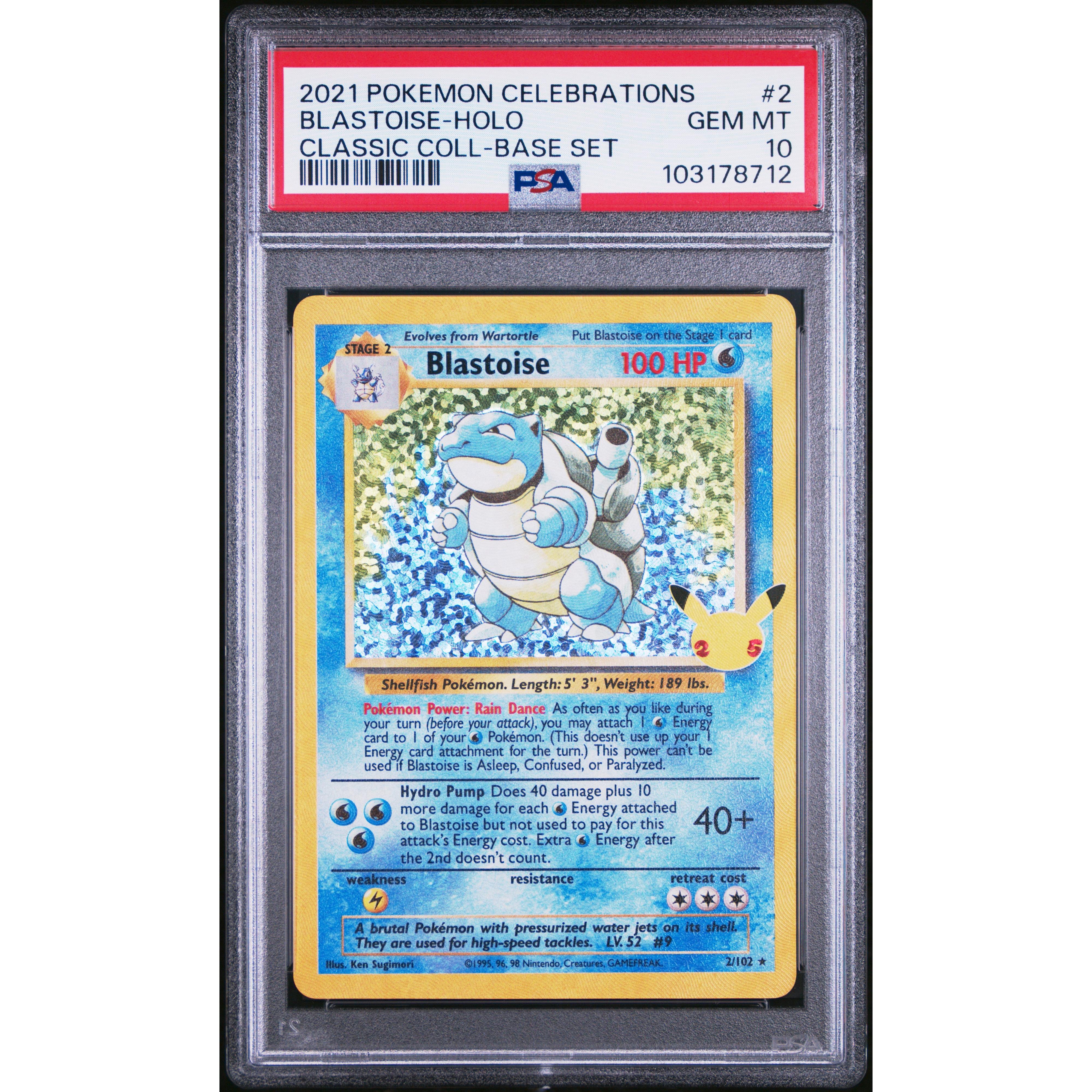2021 Pokemon Celebrations Blastoise Holo 2/102 PSA 10 Graded Card - Rare Collectible for Trading Card Game Enthusiasts & Pokemon Fans