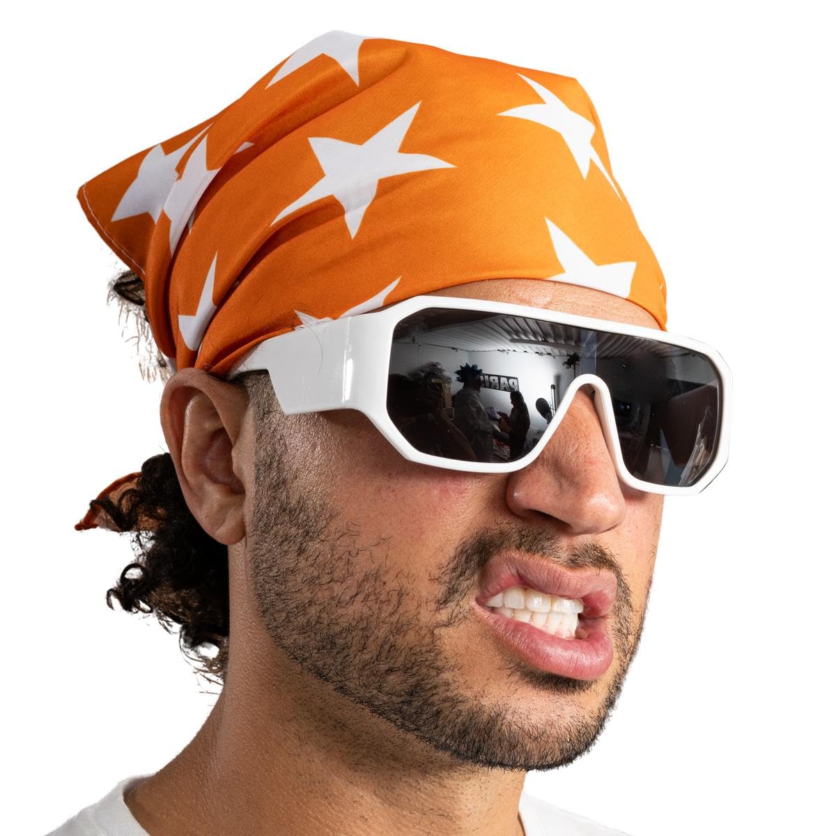 Macho Man Star Printed Costume Bandana and Sunglasses Set for Cosplay, Halloween & 70s Theme Parties