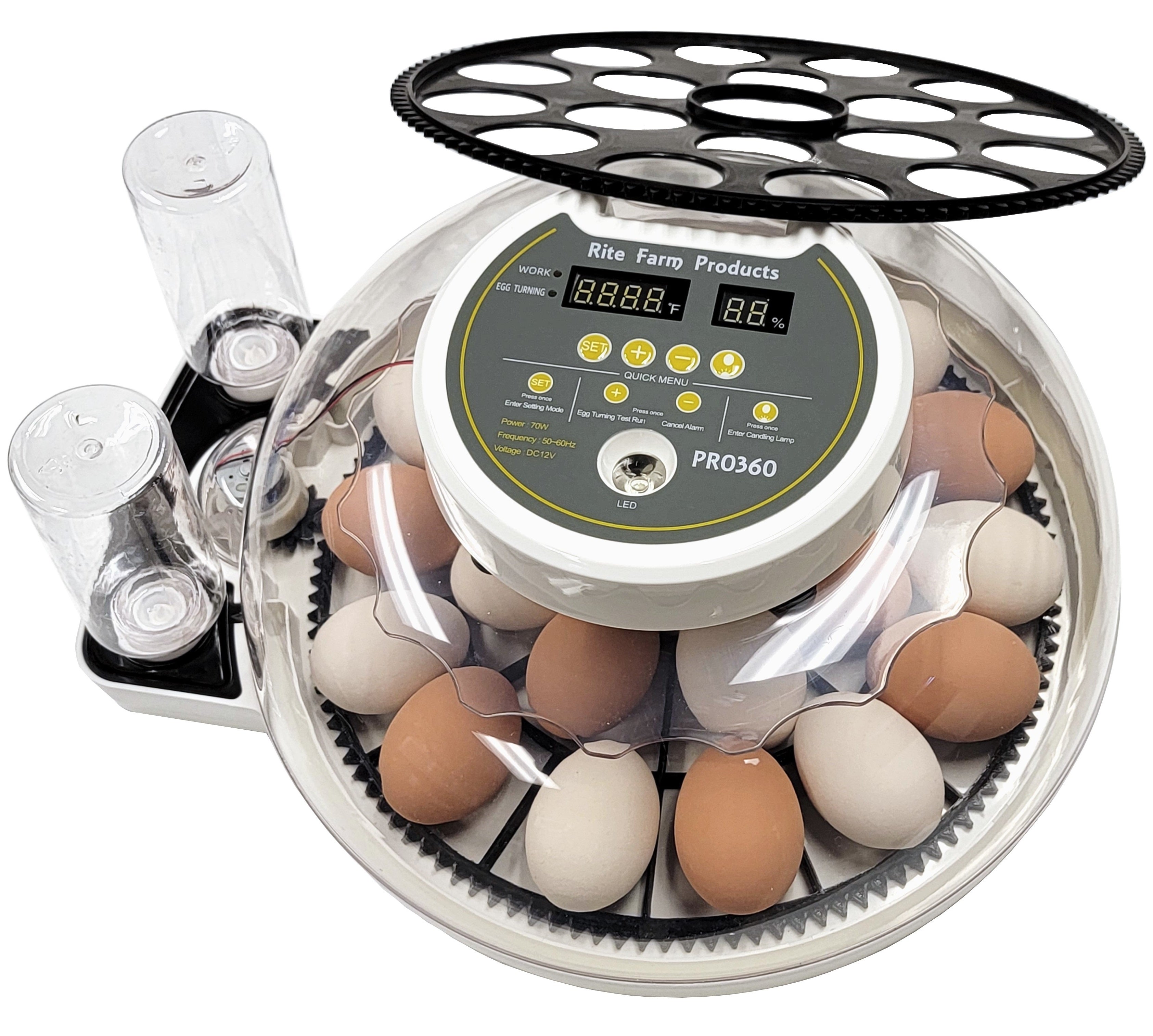 PRO 360 Rite Farm Products 21 Egg Capacity Automatic Chicken Egg Incubator with 2 Egg Turner Trays - Perfect for Poultry Farming, Hatching Chicks at Home, and Classroom Science Projects