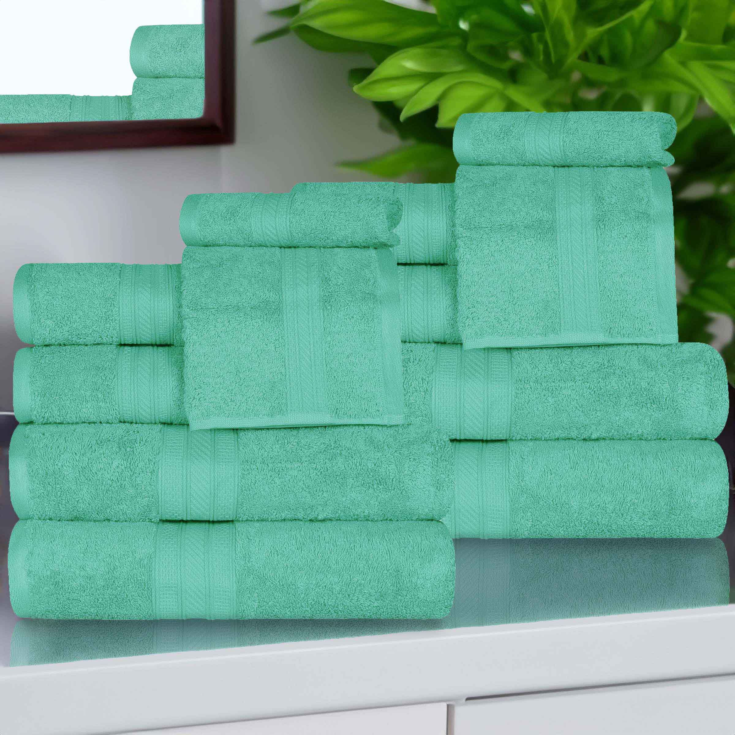 Premium Atlas Cotton Plush Heavyweight Luxury 12-Piece Bath Towel Set - Ultra Soft & Absorbent for Spa, Hotel, and Home Use