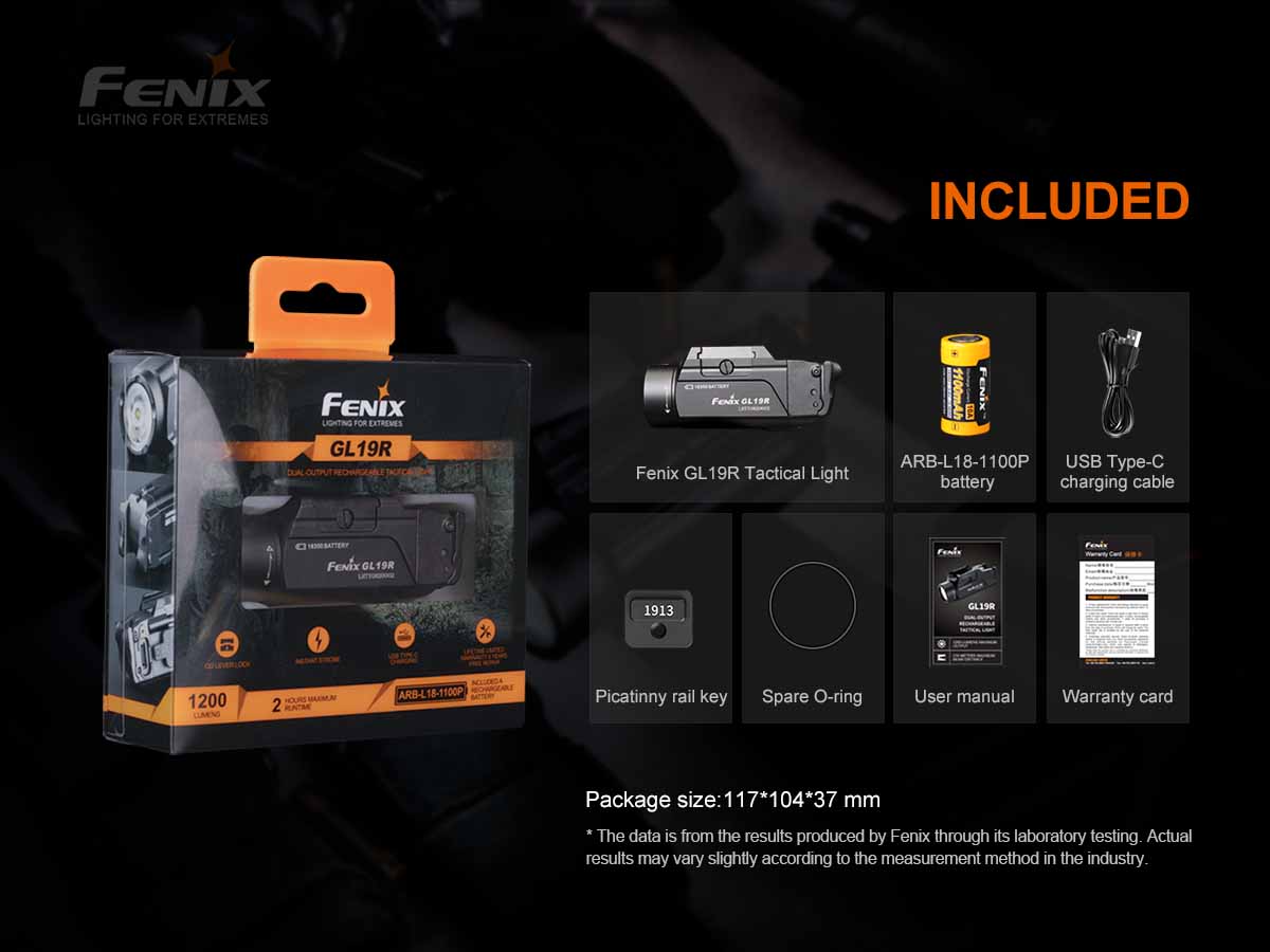 Fenix GL19R Rechargeable Tactical Flashlight for Handguns - Compact Weapon Light with High Lumens for Home Defense, Hunting & Outdoor Adventures (Discontinued Model)