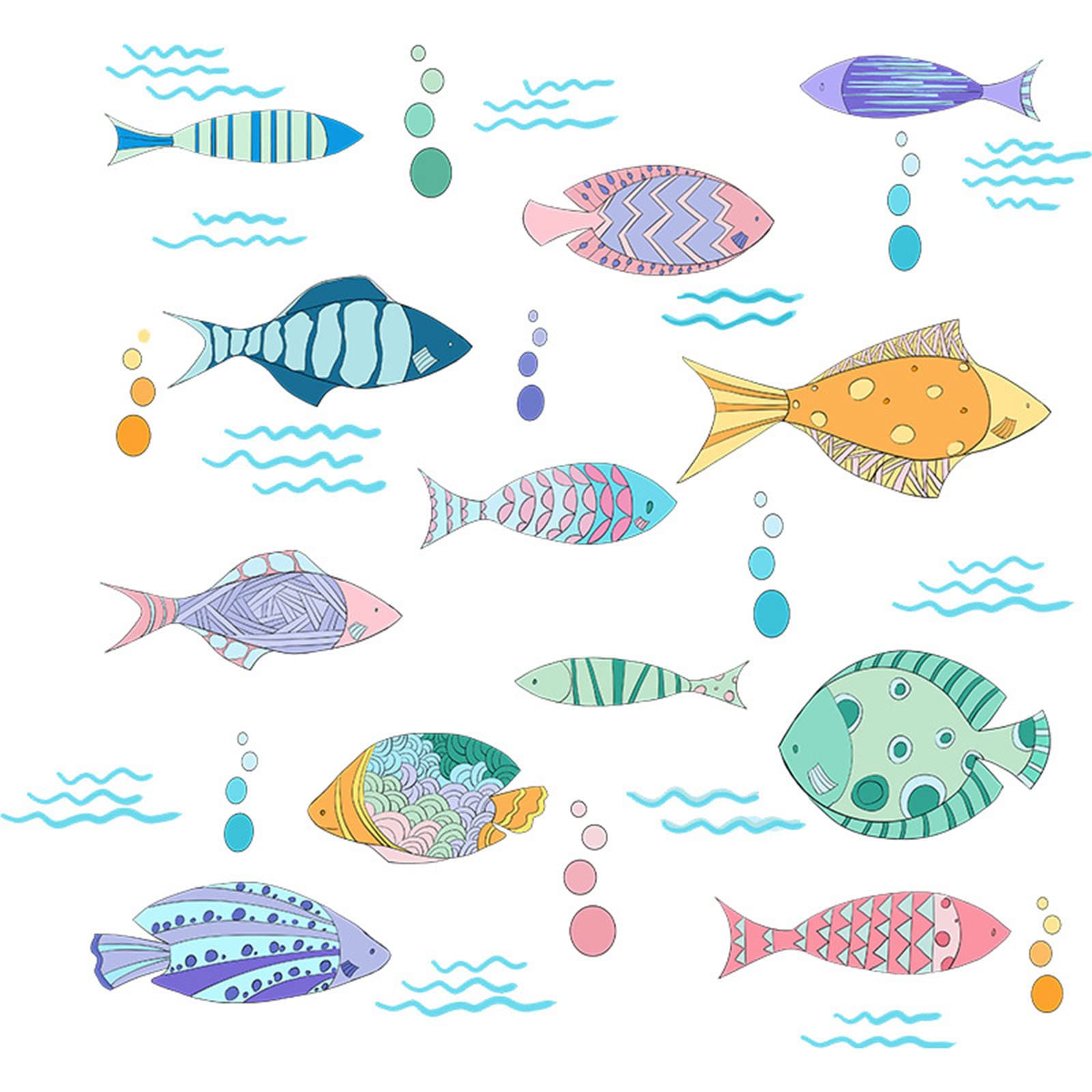 Small Fish Ripple Wall Stickers - Kids Room Decor, Living Room, Bedroom, Bathroom & Porch Home Decoration (One Size) - Perfect for Nursery, Playroom & Coastal Theme Interior Design