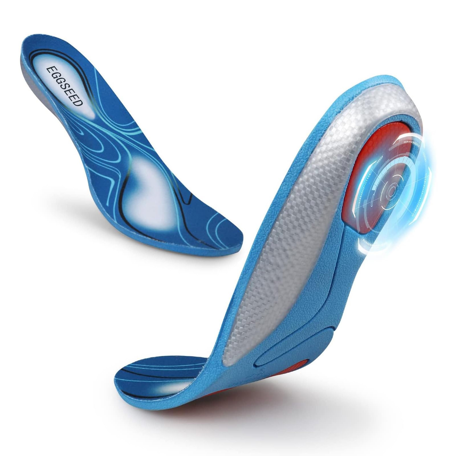 Plantar Fasciitis Relief Insoles - Arch Support Orthotic Inserts for Flat Feet & High Arch - Gel Cushion for Foot Pain (Men 6-6.5/Women 8-8.5) - Perfect for Running, Walking & Standing All Day