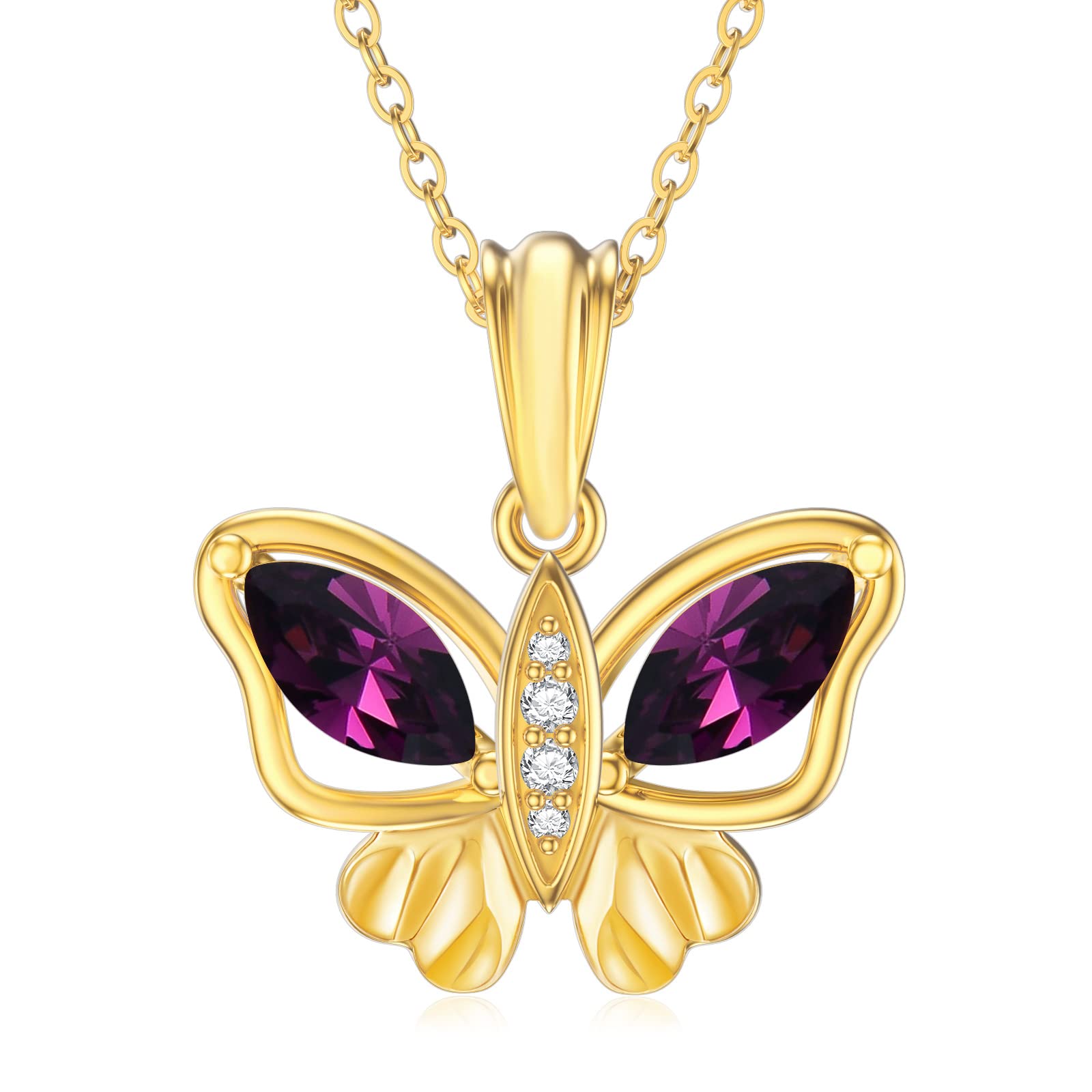14K Real Gold Butterfly, Dog & Dragonfly Pendant Necklace for Women & Teens – Yellow Gold Animal Lover Jewelry Gift for Birthday, Christmas, Anniversary (16+1+1 Inch) – Perfect for Everyday Wear, Special Occasions & Gift-Giving