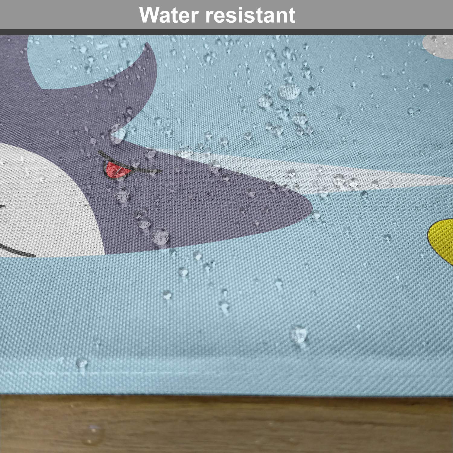 Ambesonne Yellow Submarine Place Mats Set of 4 - Shark & Vessel Ocean Bubbles Underwater Theme Cartoon Animals - Washable Fabric Dining Table Mats for Kitchen & Dining Room Decor in Blue, Gray & Yellow - Perfect for Beach Parties, Nautical Themed Events & Underwater Decor