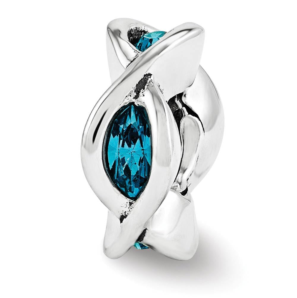 Black Crystal Marquise Twist Spacer Bead Charm - Sterling Silver for Jewelry Making