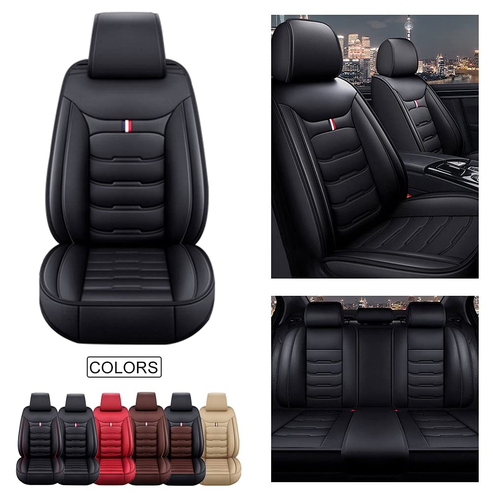 1996-2002 Pontiac Trans Am Leather Seat Covers - 5-Piece Full Set, Waterproof & Breathable, Airbag Compatible Black Car Seat Protectors - Perfect for Road Trips & Daily Commutes