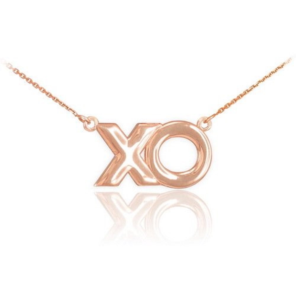 14K Rose Gold XO Charm Hugs and Kisses Pendant Necklace for Women - Romantic Gift for Valentine's Day, Anniversary & Special Occasions