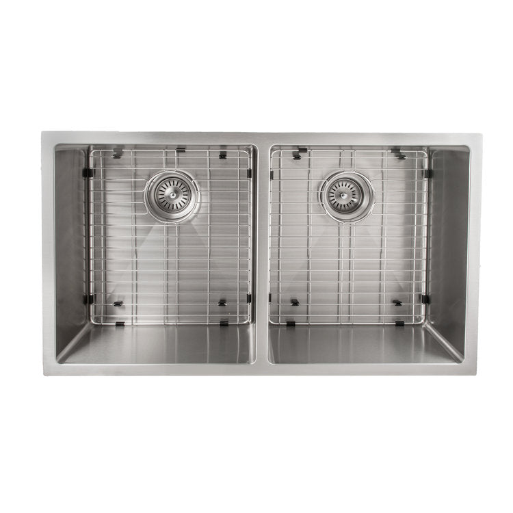 ZLINE Anton 33-Inch Undermount Double Bowl Stainless Steel Kitchen Sink with Bottom Grid (SR50D 33) - Perfect for Modern Kitchens, Dishwashing & Food Prep