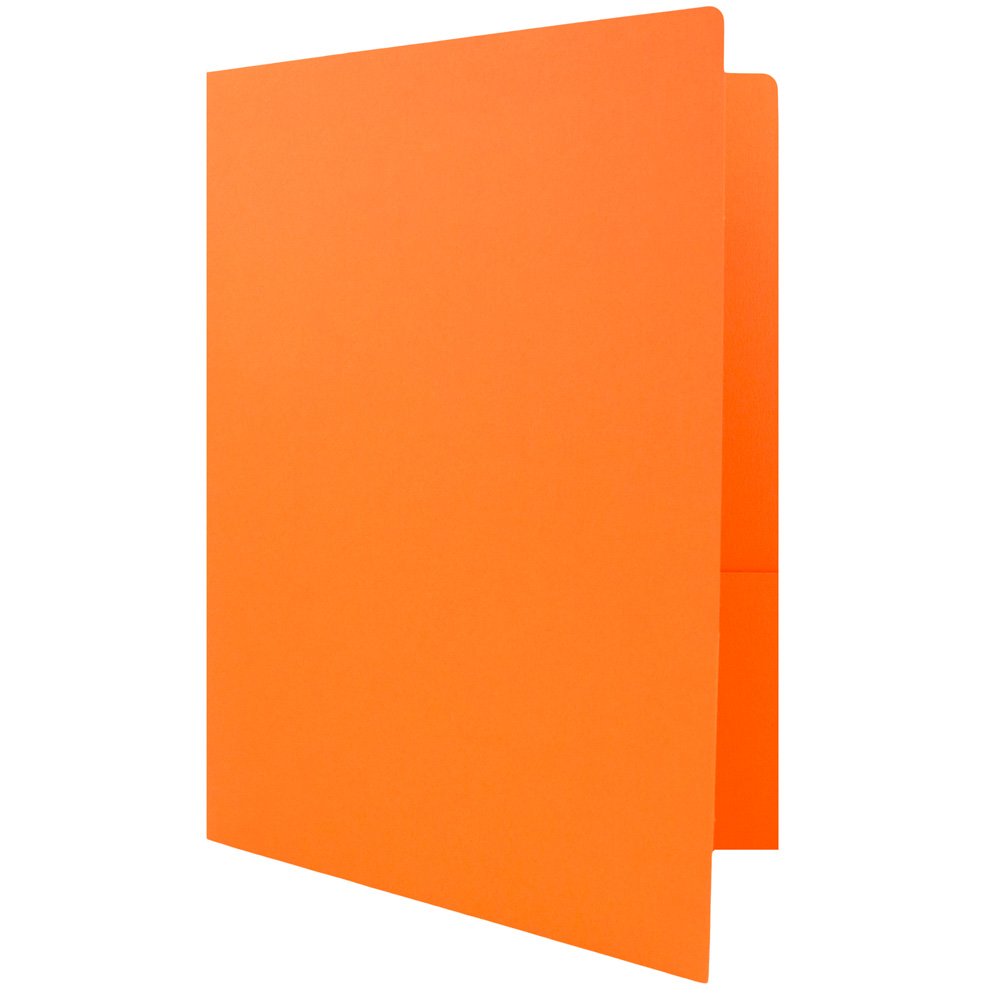 Premium Matte Cardstock Twin Pocket Folders - Orange - 100 Pack Bulk - Ideal for Office, School, and Business Organization