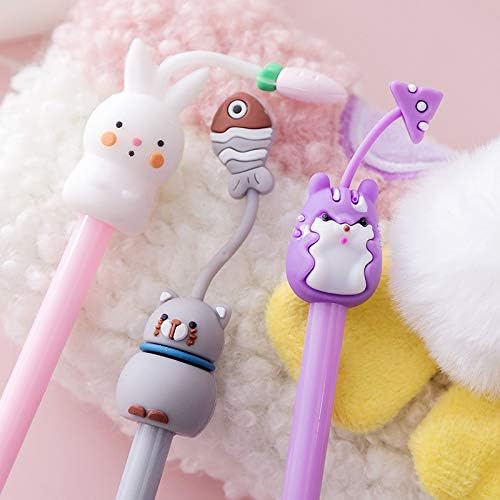 Colorful Cartoon Animal Gel Pens Set - 0.38mm Fine Point Ballpoint Ink Pens for School & Office (8 Pack) - Cute Cat, Rabbit & Pig Designs - Perfect for Note Taking, Journaling & Kids Gifts