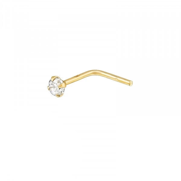 4 Prong Gold Nose Stud 2mm - 14K/18K Solid Gold Cartilage Piercing Jewelry for Women & Men - Perfect for Everyday Wear & Special Occasions