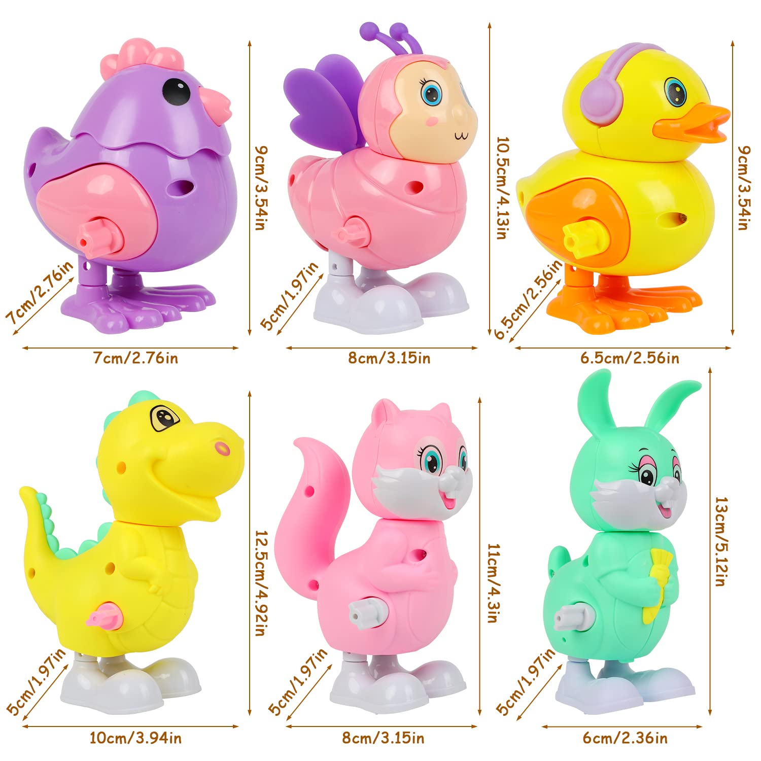 LOKIPA 6PCS Large Easter Wind Up Toys for Kids - Fun Easter Egg Hunt Prizes, Basket Stuffers & Party Favors - Perfect for Easter Decorations & Spring Celebrations