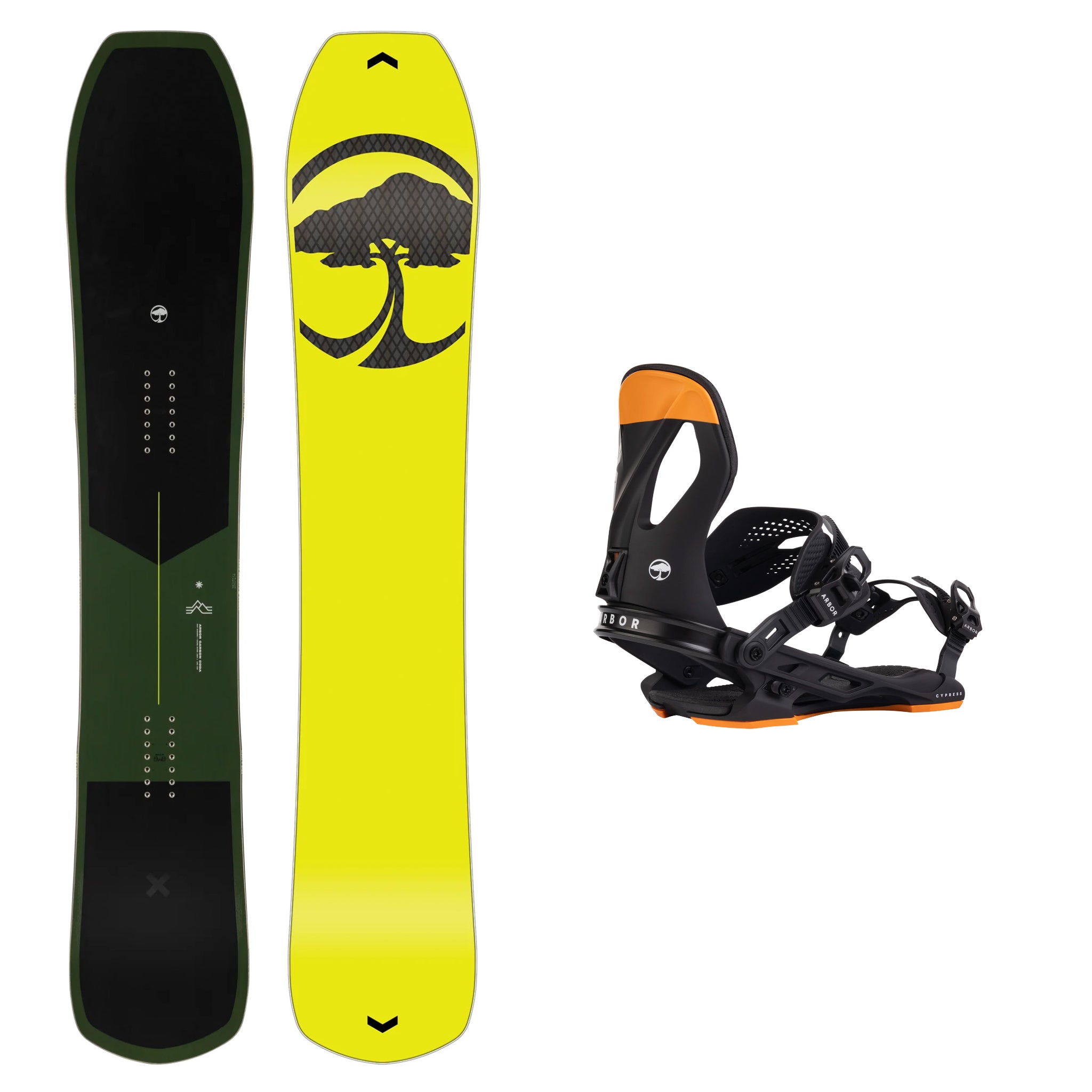 **2025 Arbor Carbon Coda Snowboard with Cypress Bindings – All-Mountain Freestyle Snowboard for Men & Women | Perfect for Powder, Park & Backcountry Riding**
