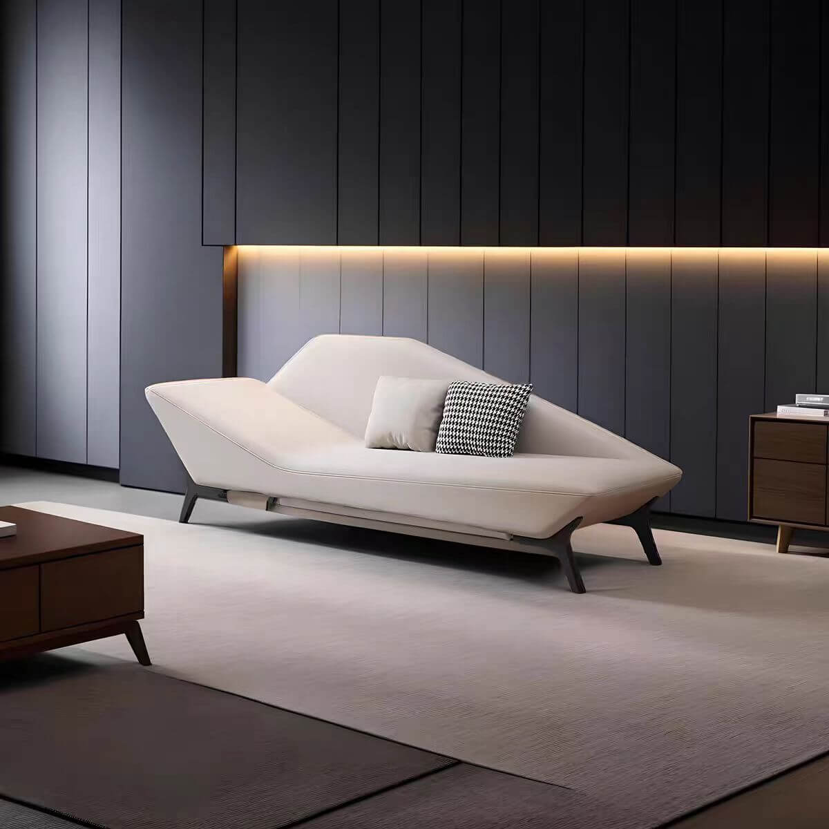 Premium Genuine Leather Chaise Lounge Chair - Gray/Chestnut/Beige - Right/Left Facing - Living Room Furniture for Relaxation & Home Decor