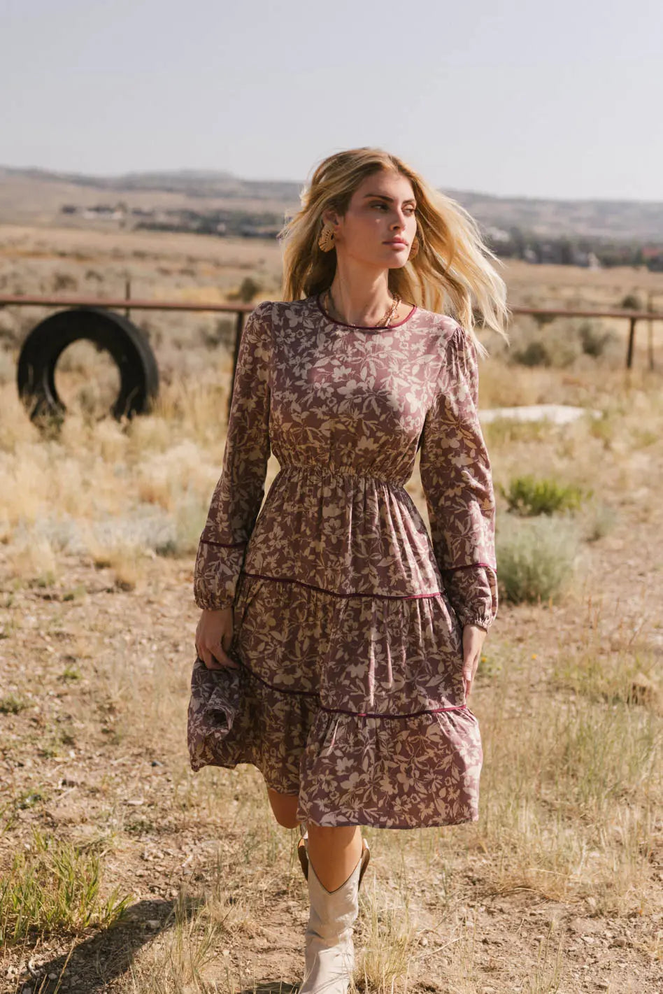 Arabella Floral Midi Dress - Women's Summer Boho Floral Print Dress with Short Sleeves & Elastic Waist | Perfect for Beach Vacations, Garden Parties & Date Nights
