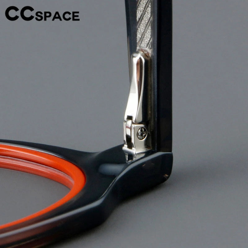 CCspace Unisex Full Rim Flat Top Round Acetate Eyeglasses Frame 301249 - Stylish & Durable for Work, Reading, and Fashion Accessories