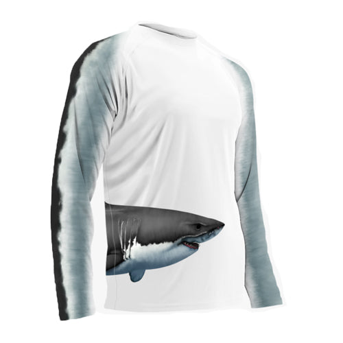 Great White Long Sleeve Performance Shirt for Adults - Athletic Workout & Outdoor Sports Apparel
