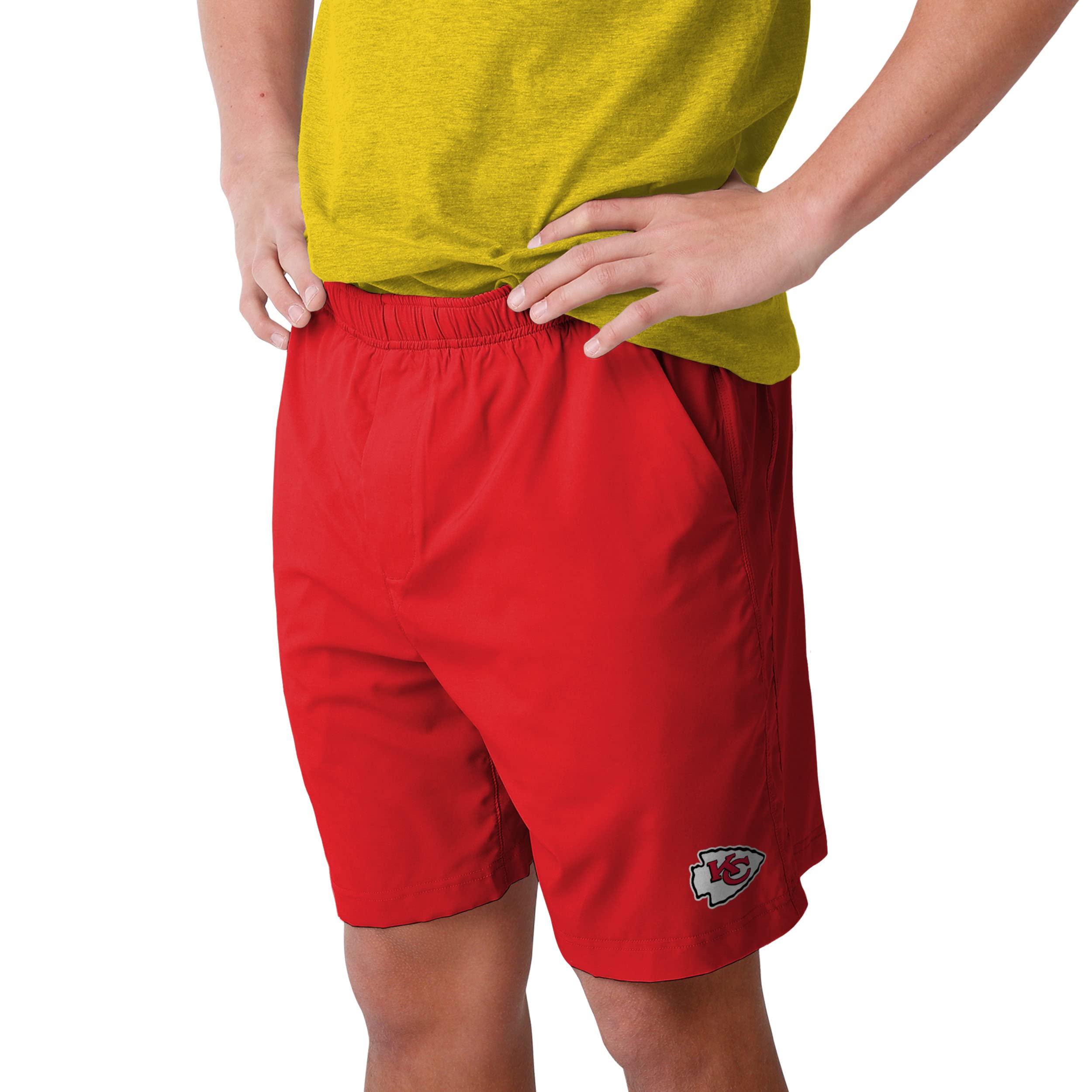 FOCO Men's NFL Team Logo Woven Athletic Shorts - Comfortable Breathable Workout & Lounge Shorts for Football Fans - Perfect for Game Day, Gym, and Casual Wear