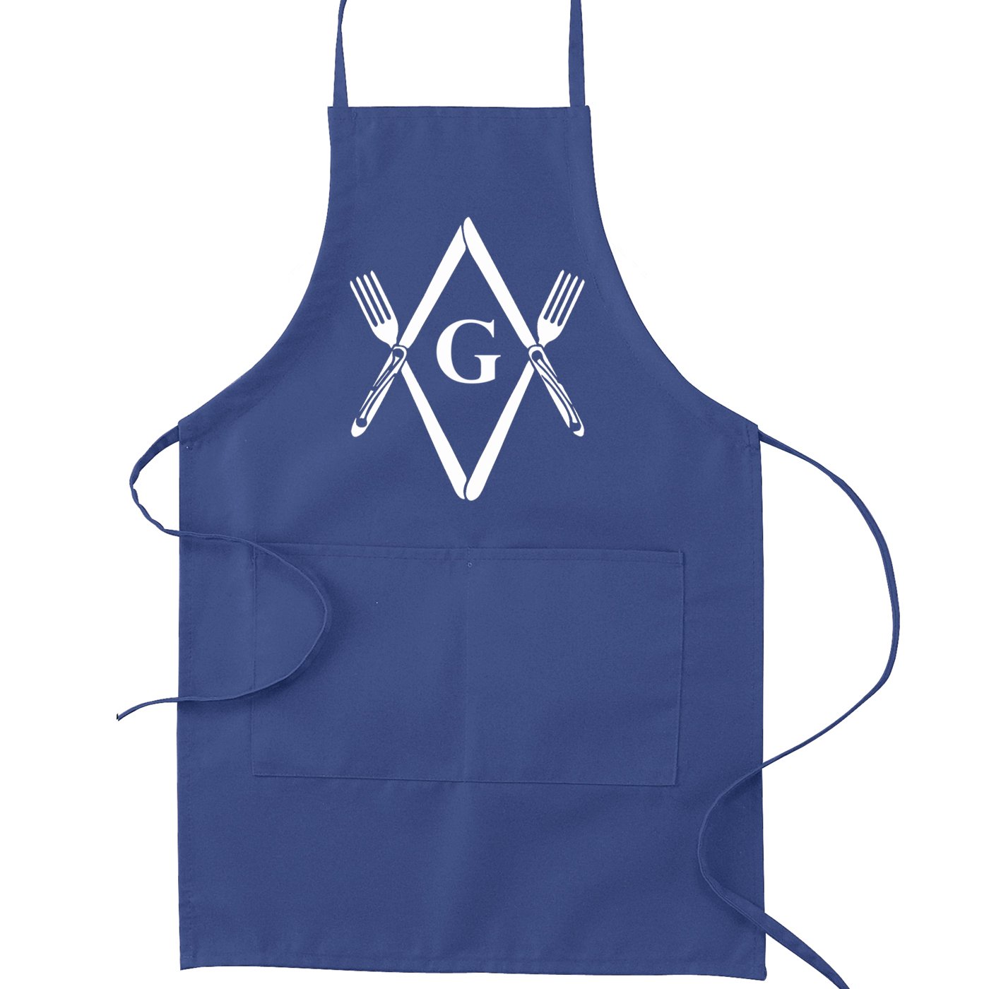 Masonic Cooking Kitchen Apron with Knives & Forks Square & Compass Design - Royal Blue - Perfect for BBQ, Grilling & Masonic Lodge Events