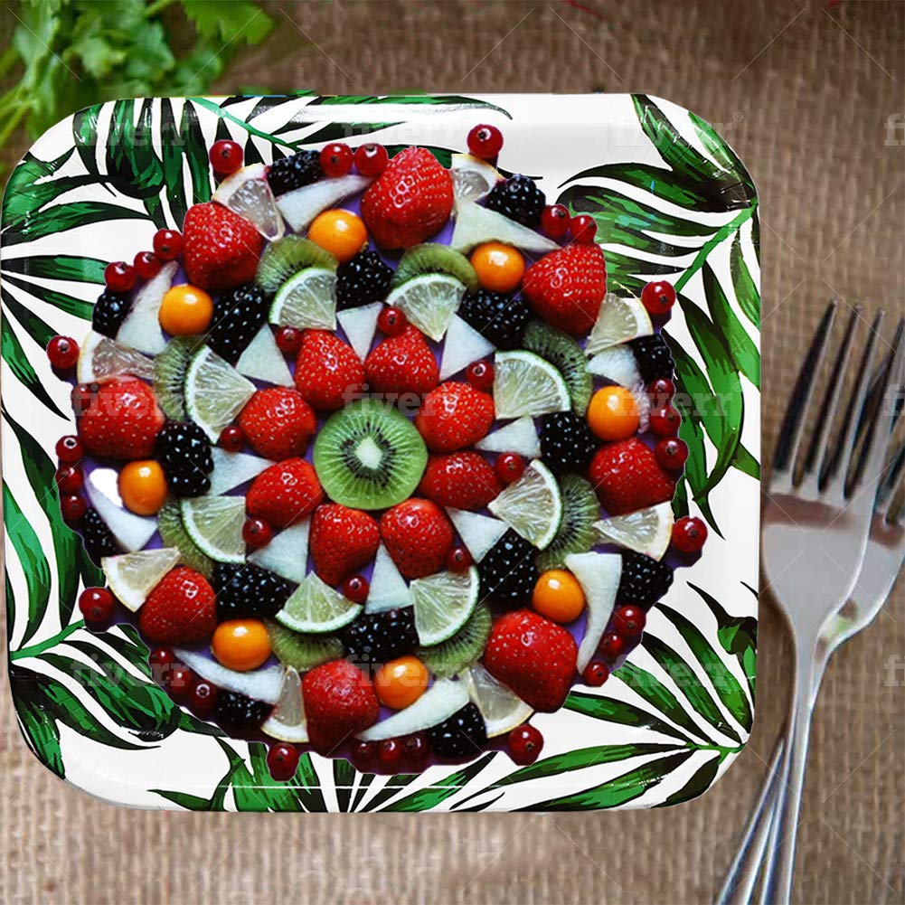 SOLAS Eco-Friendly 9 Inch Square Palm Leaf Plates - 100% Compostable Disposable Dinnerware for Jungle & Luau Parties (Pack of 20) | Perfect for Outdoor Weddings, Picnics & Sustainable Events