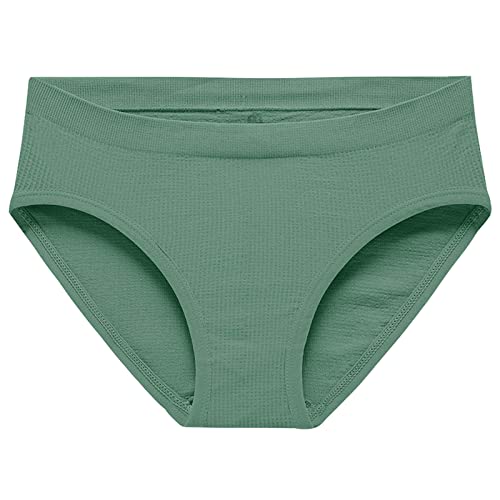Women's Seamless High Waist Panties - Elastic Abdominal Control Underwear, Lace Trim, Solid Color (Green, Size M) | Perfect for Everyday Wear, Shapewear & Comfort