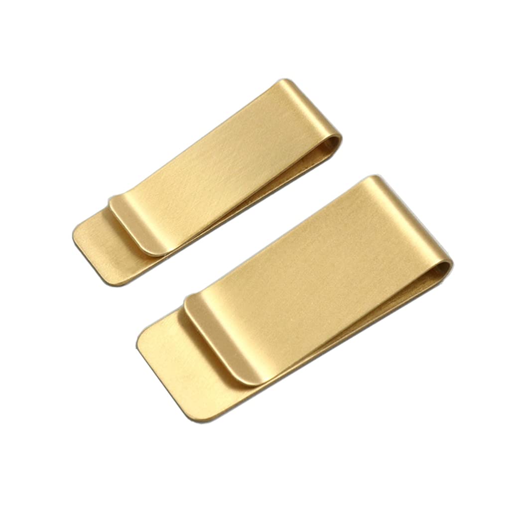 Premium Metal Brass Money Clip - Slim Credit Card & Cash Holder Wallet for Men & Women - Lightweight Pocket Money Clips (2 Pack) - Perfect for Everyday Carry, Travel & Gift Giving