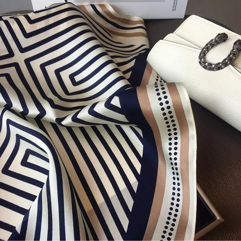 Luxury 100% Real Silk Scarf for Women - Elegant Square Neck Tie, Wrist Wrap, Hair Ribbon & Headband - Versatile Fashion Accessory for Office, Party & Special Occasions
