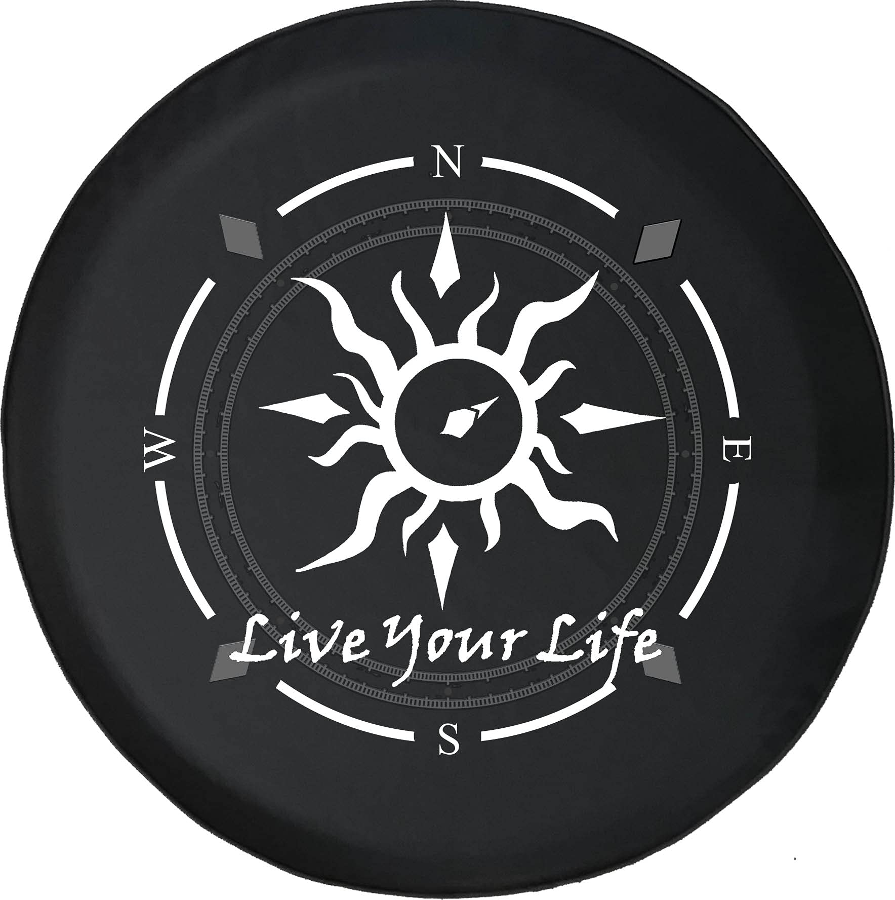 Premium American Unlimited Spare Tire Cover with Sun Compass Design - Durable Wheel Cover for SUV, Trailer, RV & Most Vehicles | Perfect for Off-Road Adventures & Camping Trips