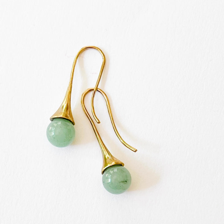Green Aventurine Teardrop Earrings for Women - Natural Stone Dangle Earrings for Healing & Positive Energy - Perfect for Yoga, Meditation & Spiritual Healing