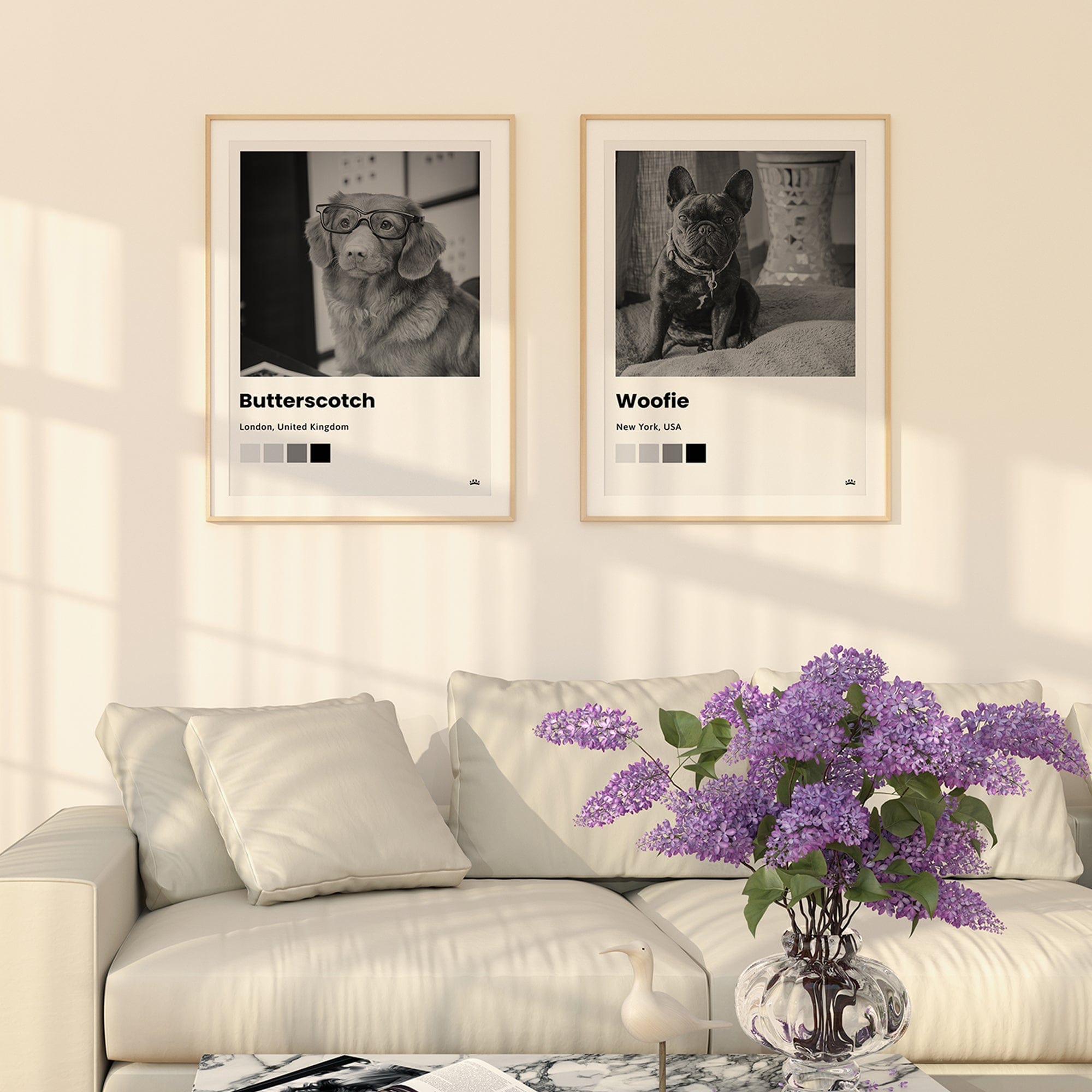 Custom Polaroid Style Pet Portrait Canvas - Personalized Pet Print for Home Decor & Gifts