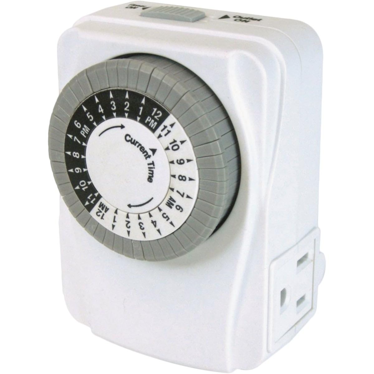 Prime Wire & Cable TNI2423 2-Outlet Wall Tap with 24-Hour Electro Mechanical Timer - Perfect for Holiday Lights, Home Appliances & Energy Savings