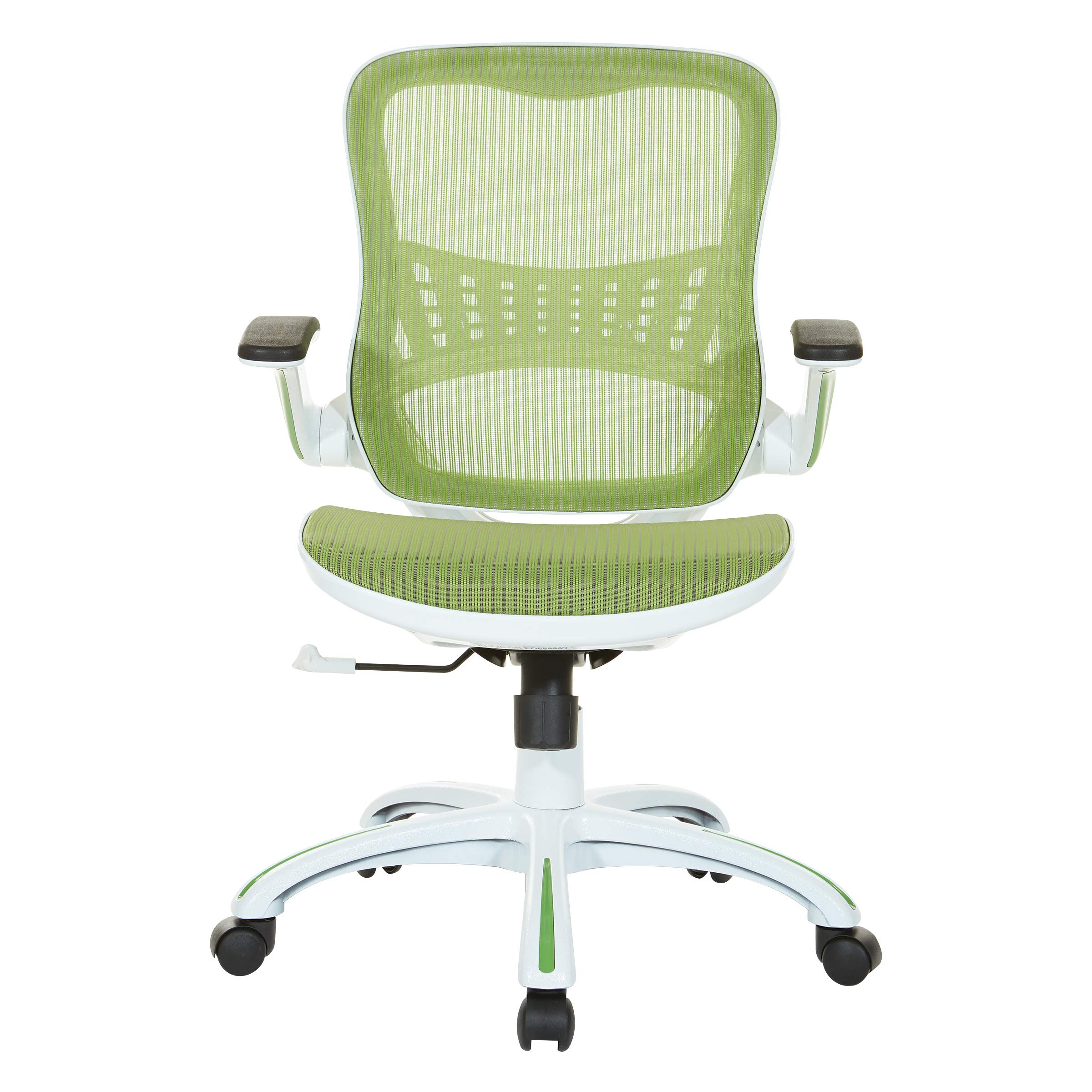 OSP Home Furnishings Riley Ergonomic Mesh Office Chair - Breathable Back & Seat, White Base with Green - Perfect for Home Office, Executive Desk & Workspace Comfort