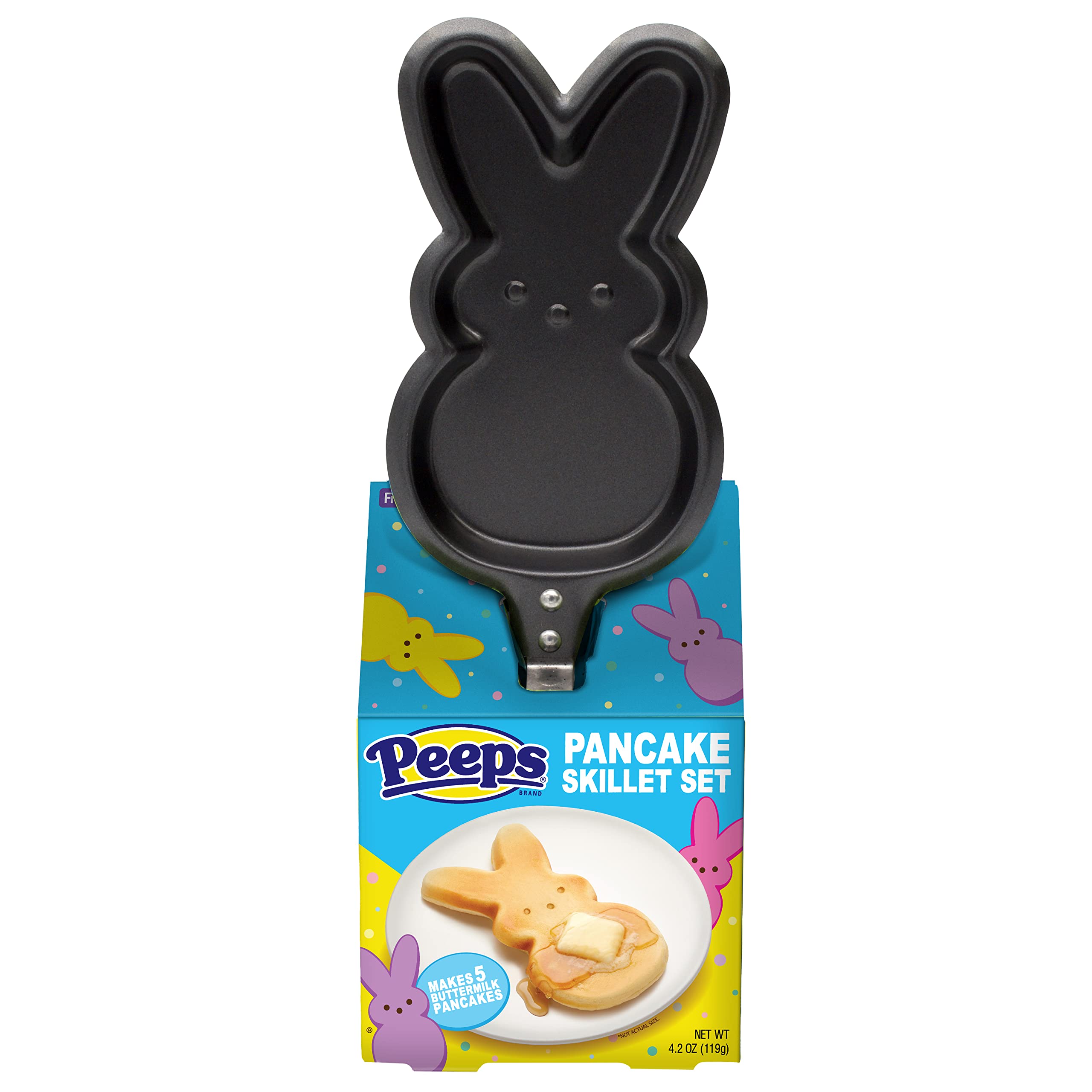 Frankford Candy PEEPS Bunny Buttermilk Pancake Gift Set - Includes Pancake Mix & Bunny Shaped Skillet - Easter Basket Stuffer for Kids - Perfect for Easter Breakfast, Holiday Gifting & Family Cooking Fun
