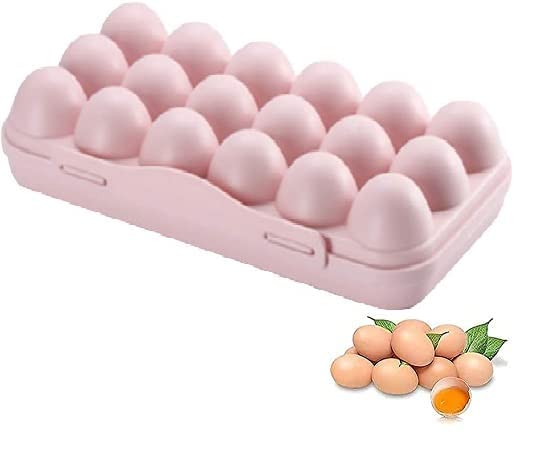 TGOPIT 18-Grid BPA-Free Plastic Egg Holder for Refrigerator - Stackable Fridge Organizer with Lid, Space-Saving Egg Storage Container (Pink) - Perfect for Kitchen Organization, Breakfast Meal Prep & Refrigerator Storage Solutions
