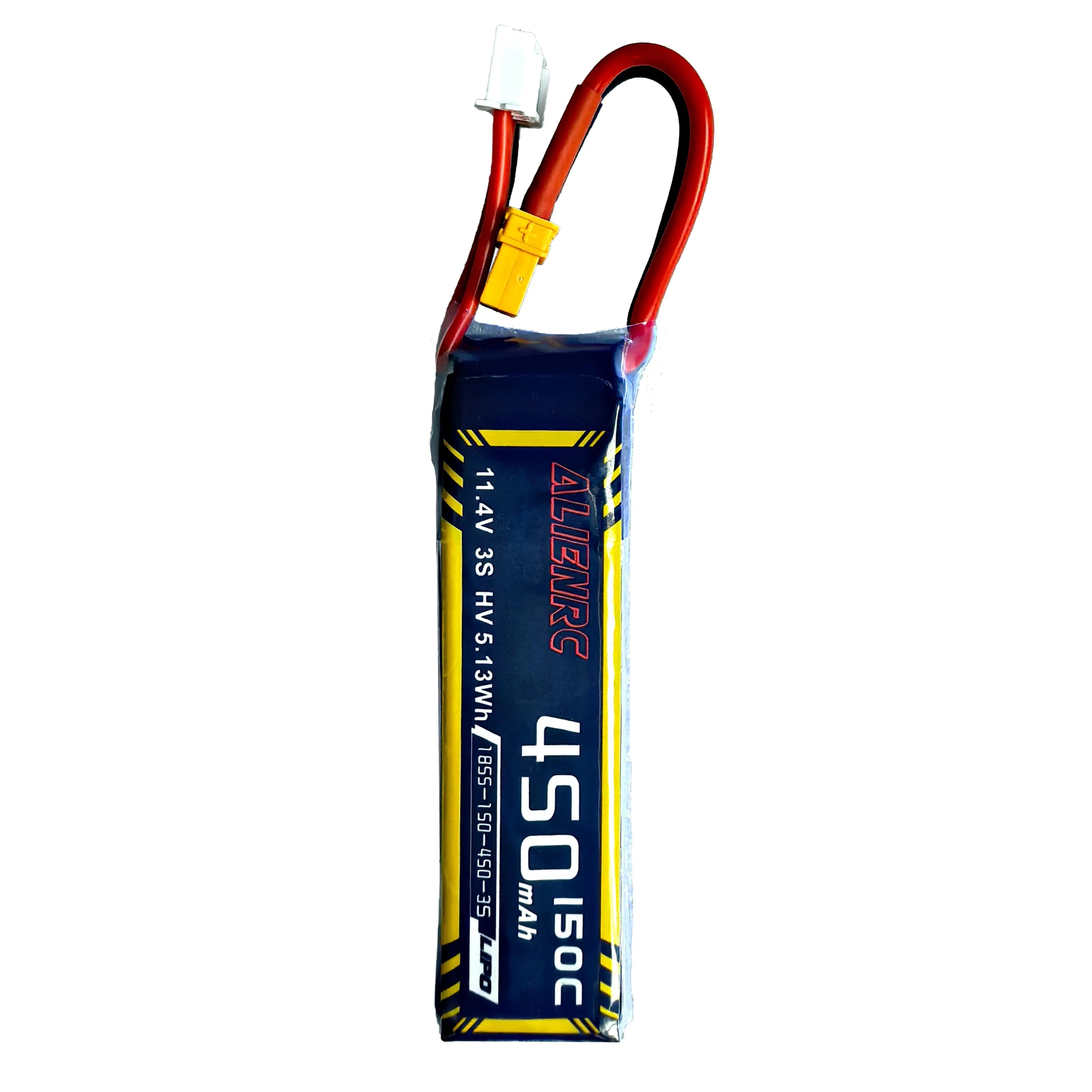 High-Performance Alien 450mAh 3S 11.4V 150C LiPo Battery with XT30 Connector - Perfect for FPV Drones, RC Cars, and DIY Electronics Projects