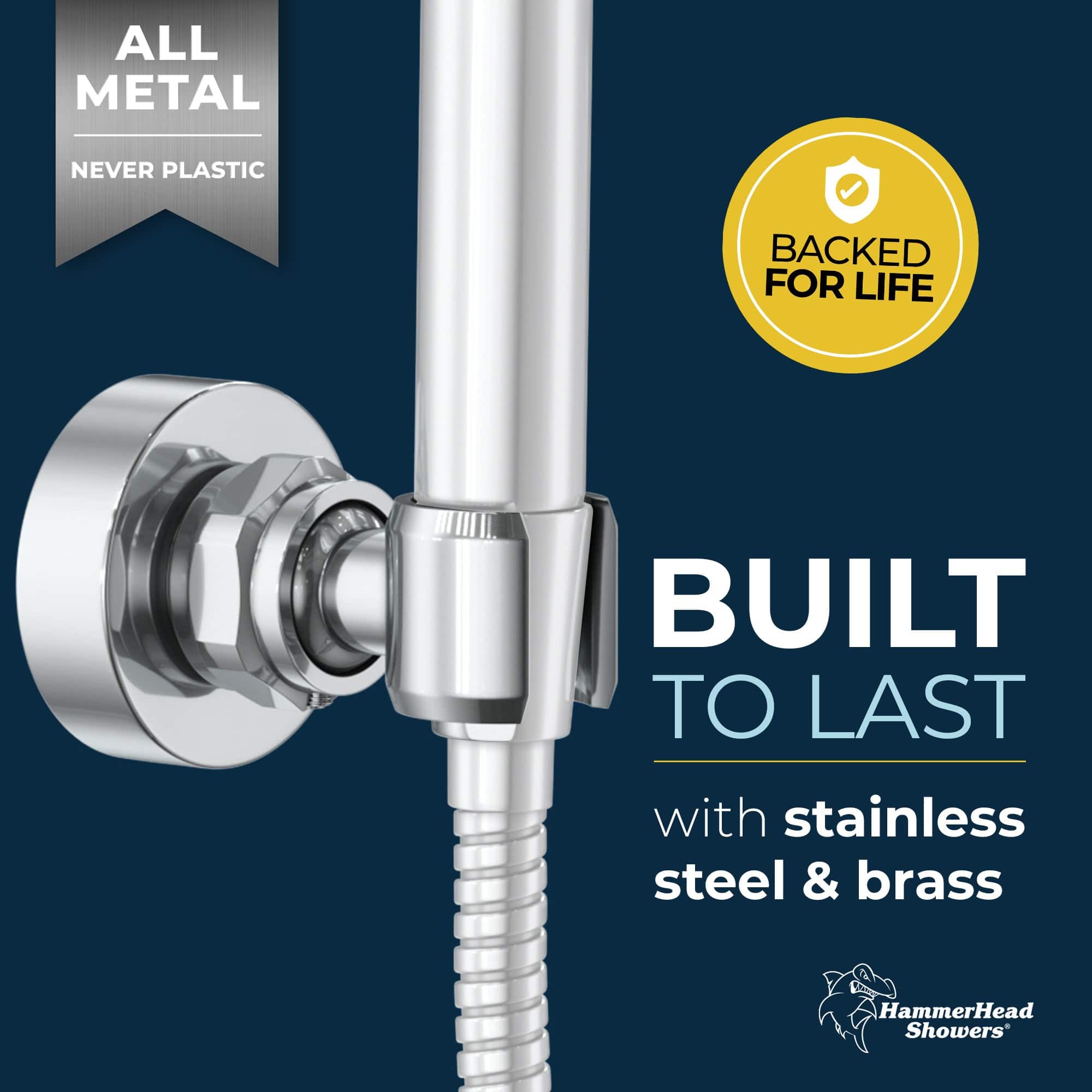 Stainless Steel Handheld Shower Head Holder - Universal Wall Mount Bracket for Bathroom, Adjustable Shower Arm with Non-Slip Grip - Perfect for Bath, Shower & Spa Relaxation