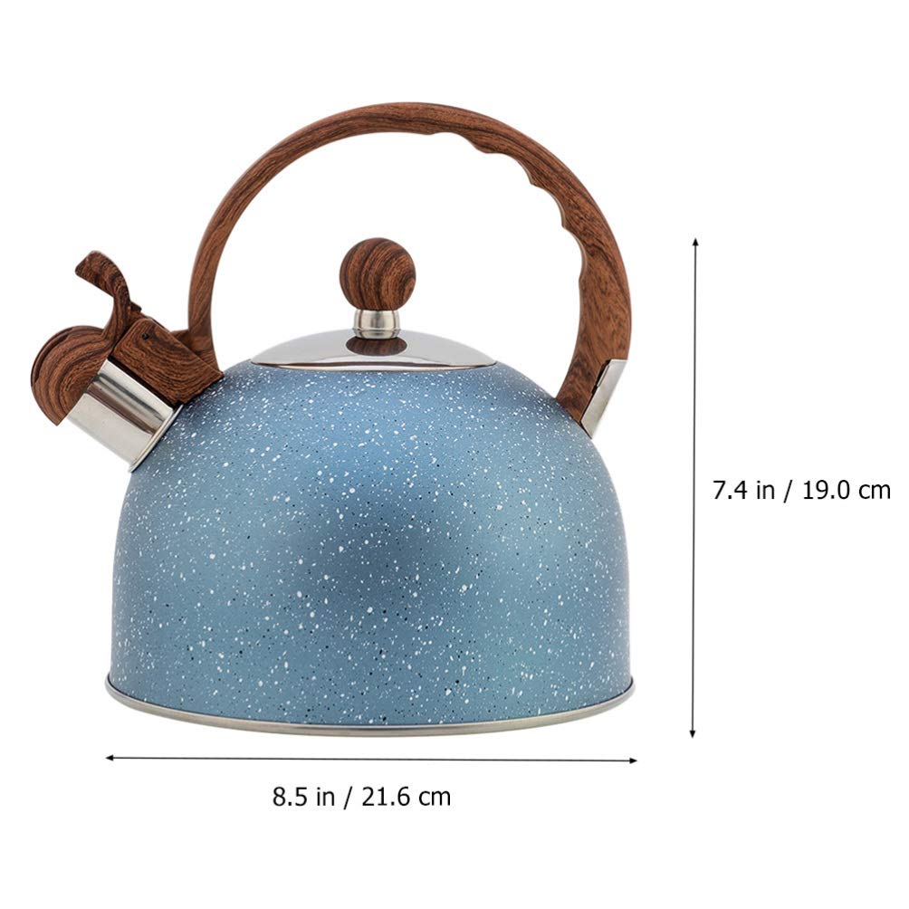 NUOBESTY 1pc Stainless Steel Whistling Tea Kettle - Large Capacity Flat Bottom Teakettle for Home, Stovetop & Camping - Perfect for Boiling Water, Making Tea & Coffee