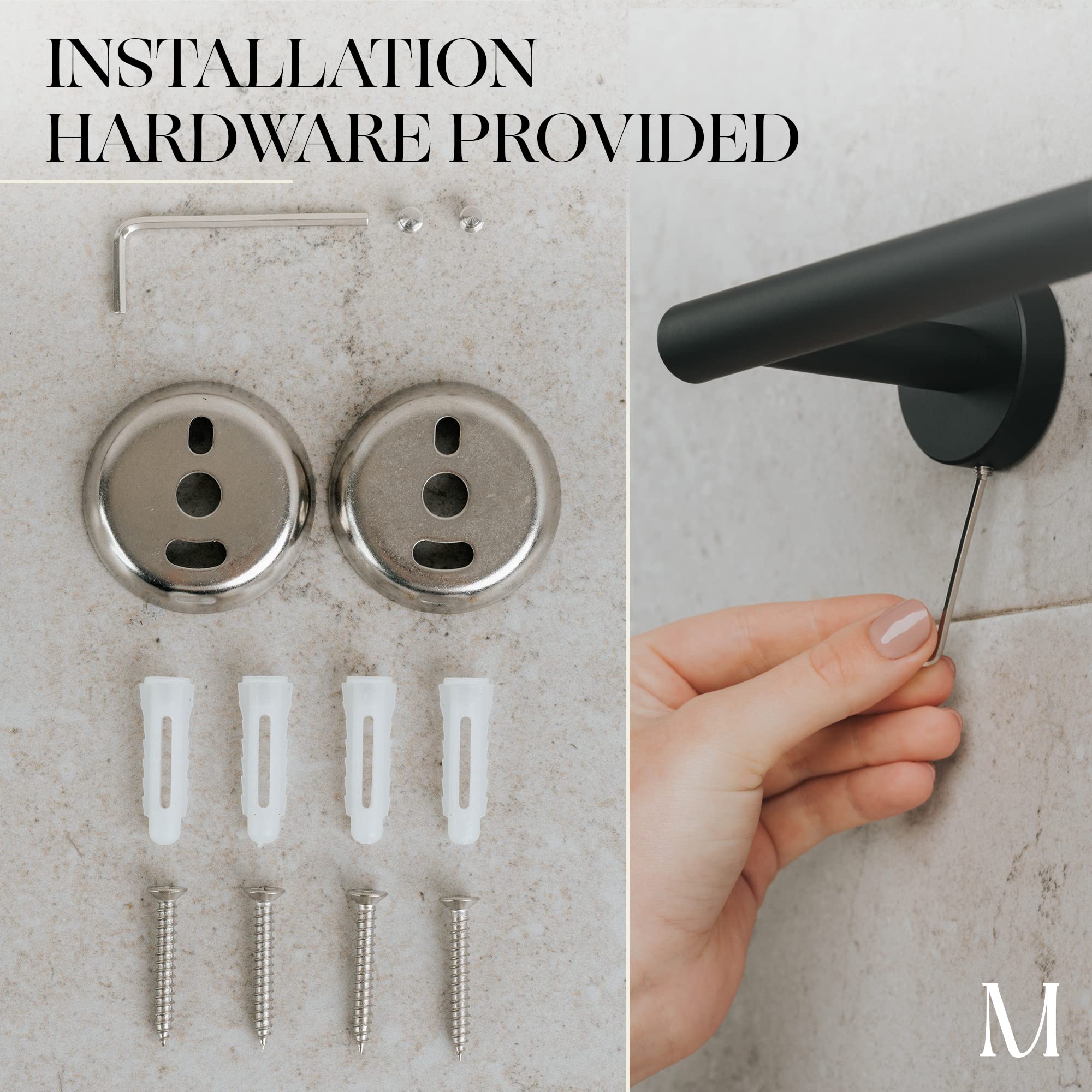 24 Inch Matte Black Towel Bar - Heavy Duty Stainless Steel SUS 304 Bathroom Towel Holder - Wall Mounted Towel Rack for Bathroom & Kitchen - Durable Hand Towel Storage Solution - Perfect for Modern Homes, Spas and Hotels