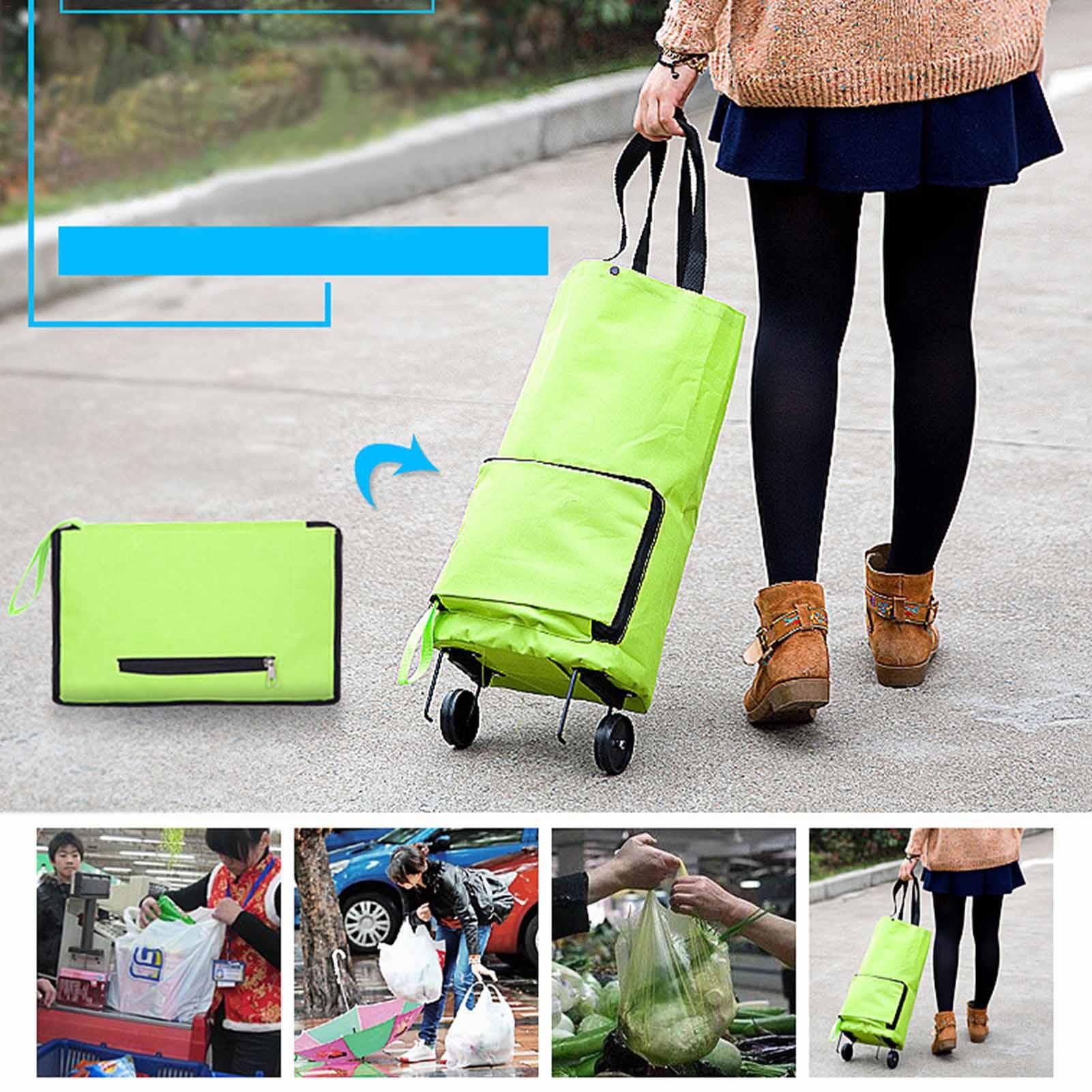 Foldable Shopping Cart with Wheels - Portable Grocery Cart with Removable Waterproof Bag, Large Capacity Utility Cart for Stair Climbing - Perfect for Grocery Shopping, Laundry, and Outdoor Market Trips