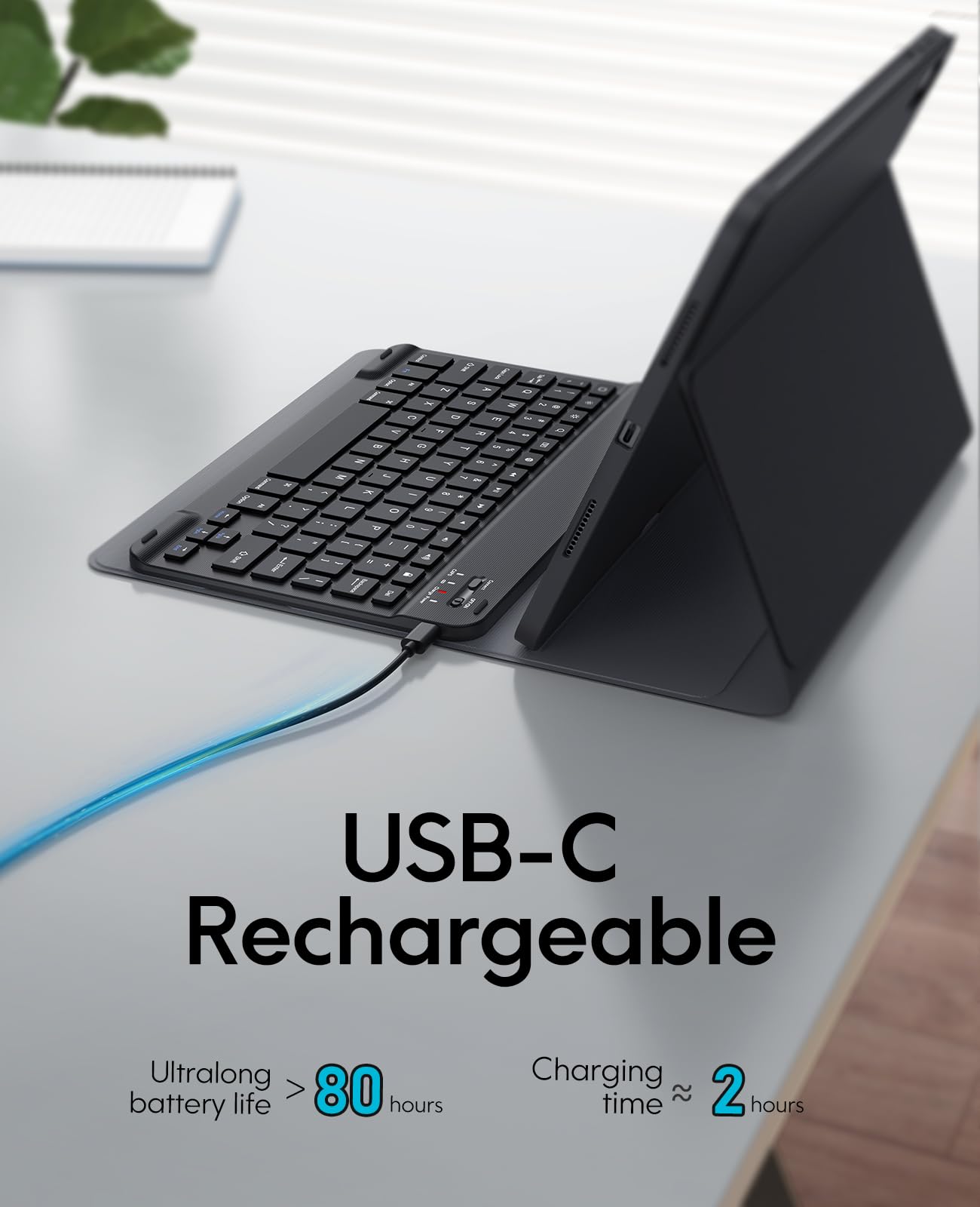 CHESONA Wireless Keyboard Case for iPad Air 11-inch (M3/M2 2025/2024, 6th Gen 2024, 5th Gen 2022, 4th Gen 2020) - Rechargeable Backlit Keyboard with Apple Pencil Holder | Perfect for Work, Study & Travel (Black)