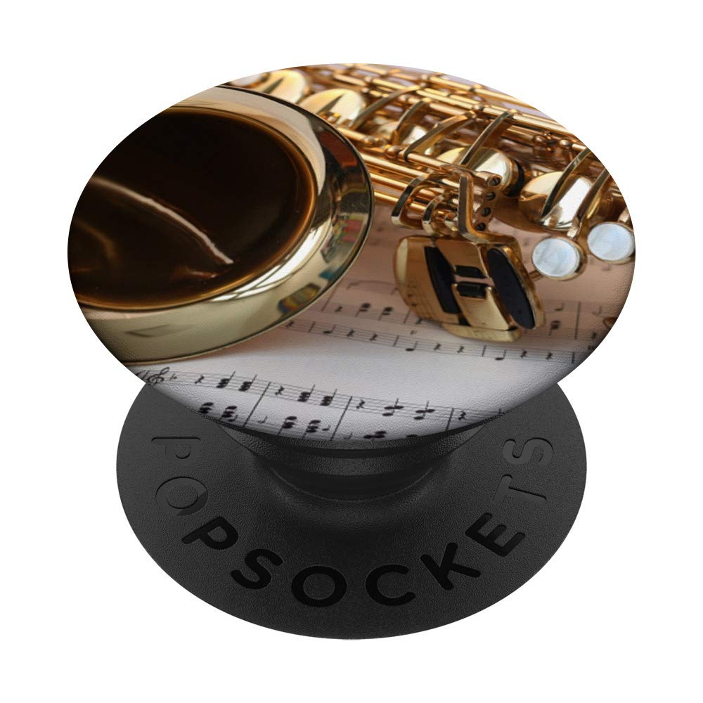 Saxophone-Themed PopGrip: Swappable Phone Grip with Sax Keys Design - Perfect Gift for Musicians & Music Lovers - Ideal for Concerts, Rehearsals & Daily Phone Use