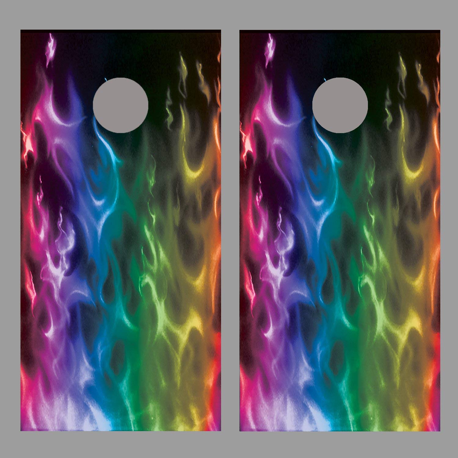 Rainbow Flames Cornhole Board Decal Wrap - Premium Outdoor Game Accessory for Backyard Parties, Tailgating & BBQ Events