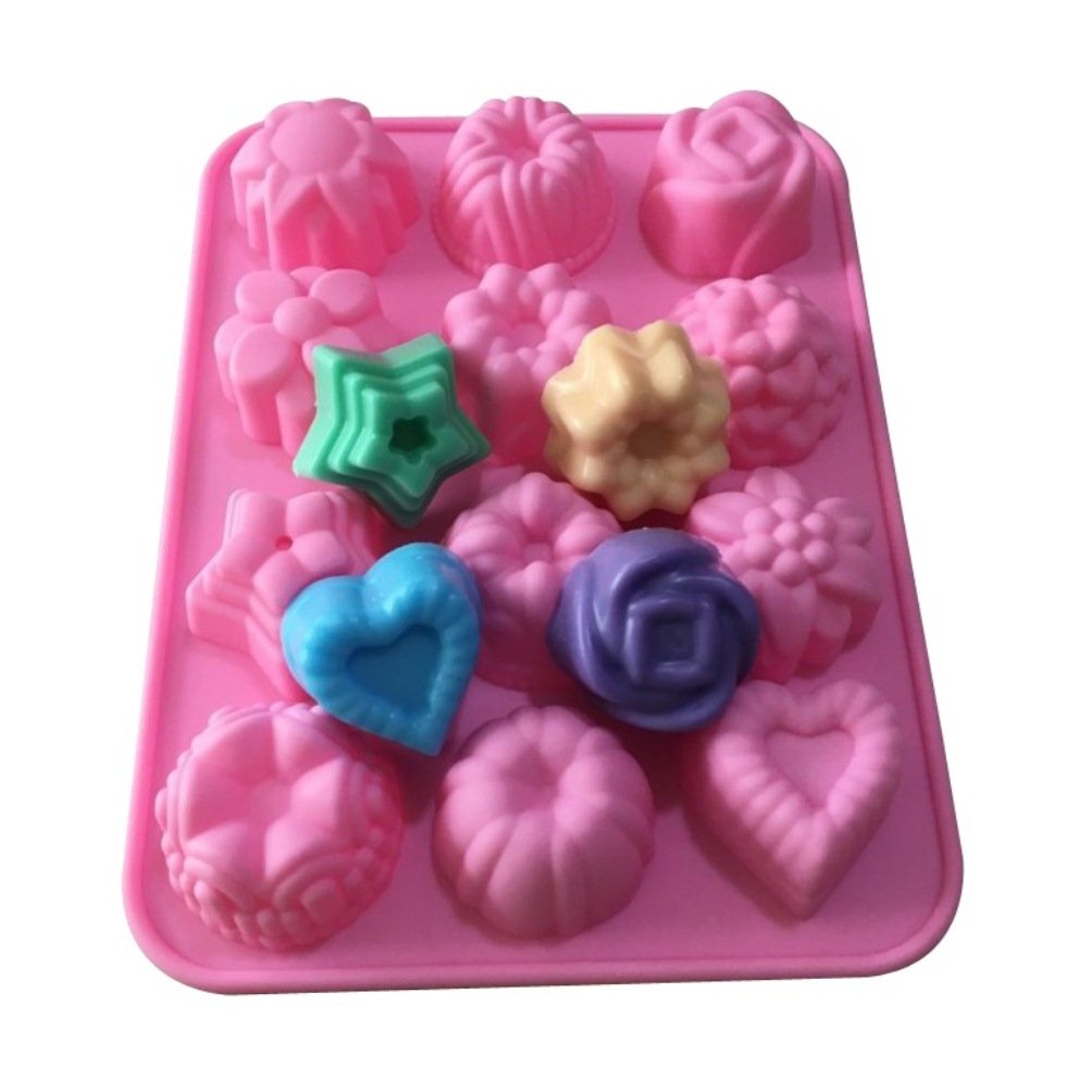 12 Cavities Flower Heart Silicone Molds for Soap Making, Ice Cube, Chocolate Candy, Polymer Clay Crafts - DIY Baking & Handmade Art Supplies (Perfect for Wedding Favors, Party Decorations & Gift Making)