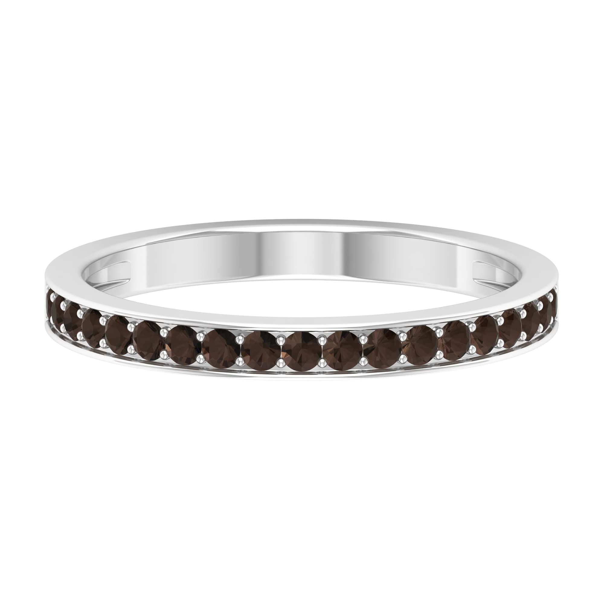1/4 CT Smoky Quartz Ring for Women - 14K Solid Gold June Birthstone Half Eternity Band | Elegant Brown Gemstone Jewelry Gift for Anniversary, Birthday & Special Occasions
