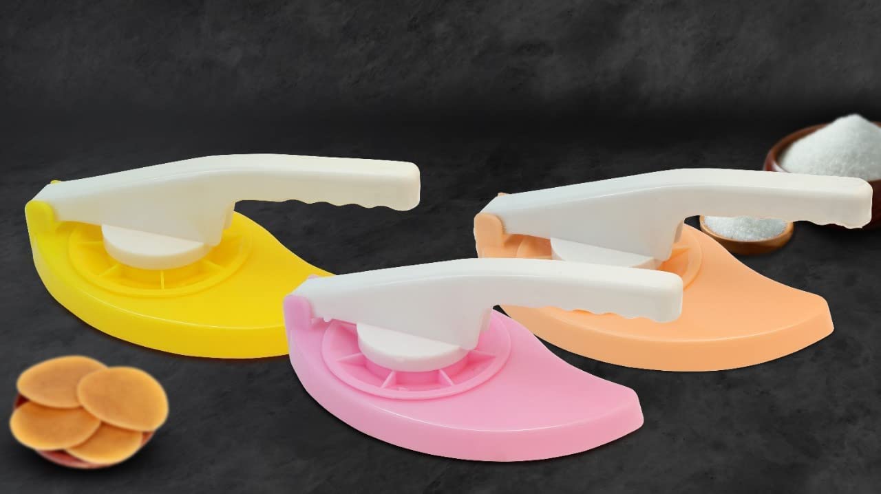 Nexellar Hand Press Puri Maker - Unbreakable Plastic Manual Puri Press with Handle for Kitchen | Perfect for Making Thepla, Paratha, Chapati, Khakhra, Momos, Naan, Roti | Ideal for Home Cooking, Indian Cuisine & Restaurant Use (Pack of 1)