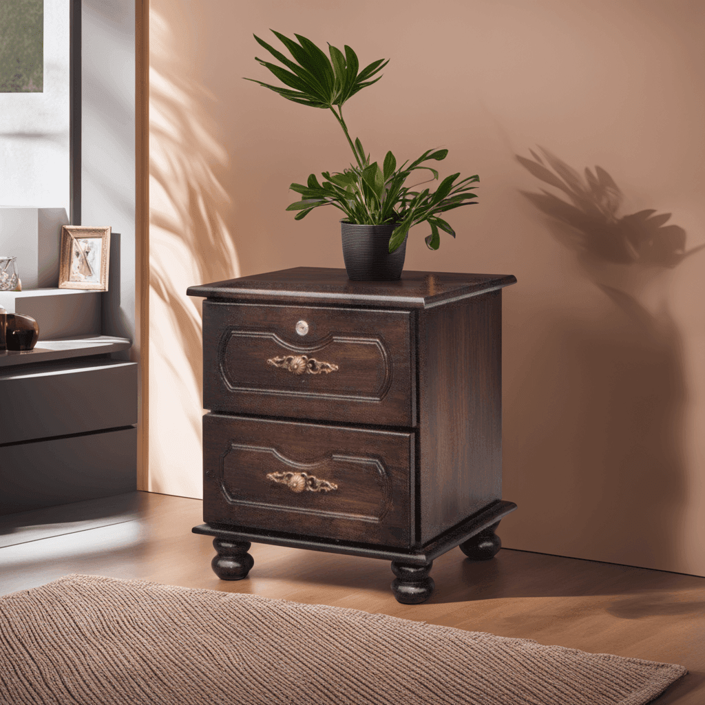 Jens Walnut Bedside Table - Solid Wood Nightstand with Drawer for Bedroom, Living Room & Office - Stylish & Functional Home Decor