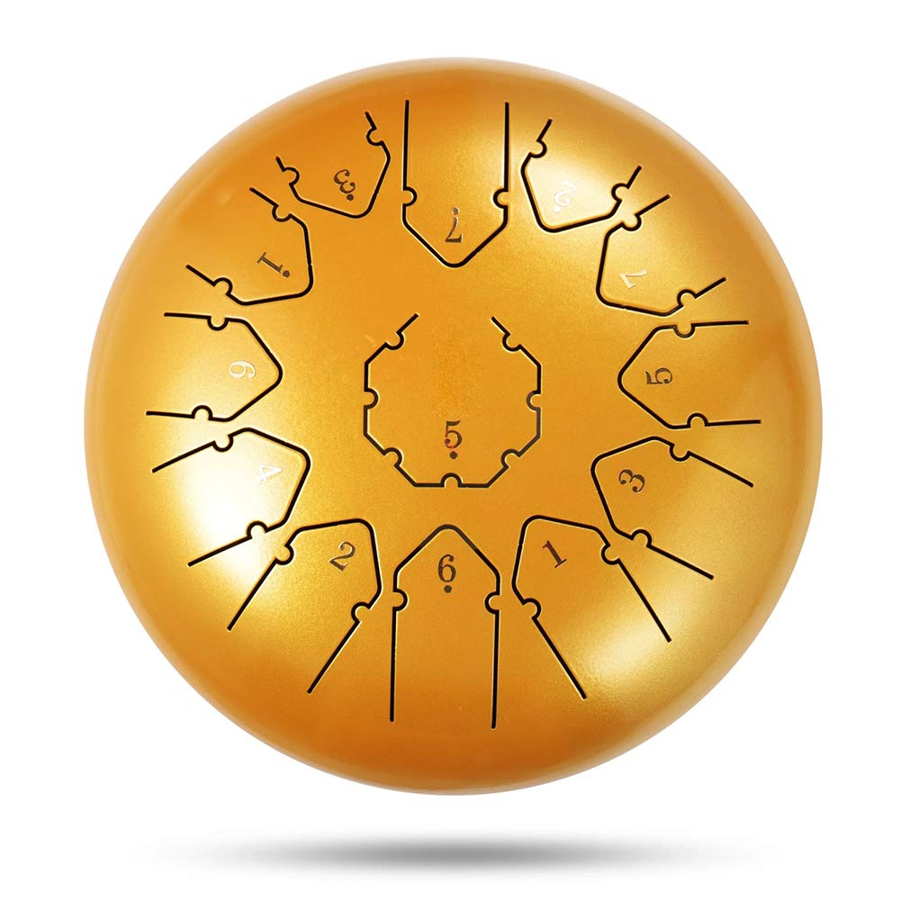 QLIGHA 12 Inch 13-Tone Steel Tongue Drum Handpan - Professional Percussion Instrument with Mallets & Carry Bag - Perfect for Meditation, Yoga, Sound Therapy & Music Beginners | Ideal for Relaxation, Healing Sessions & Musical Practice